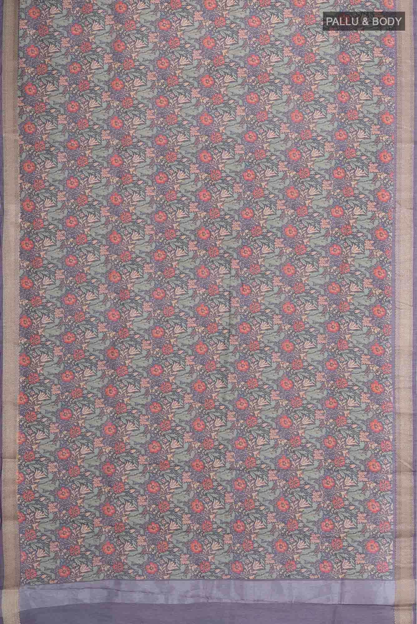 Grey Chanderi Silk Cotton Saree