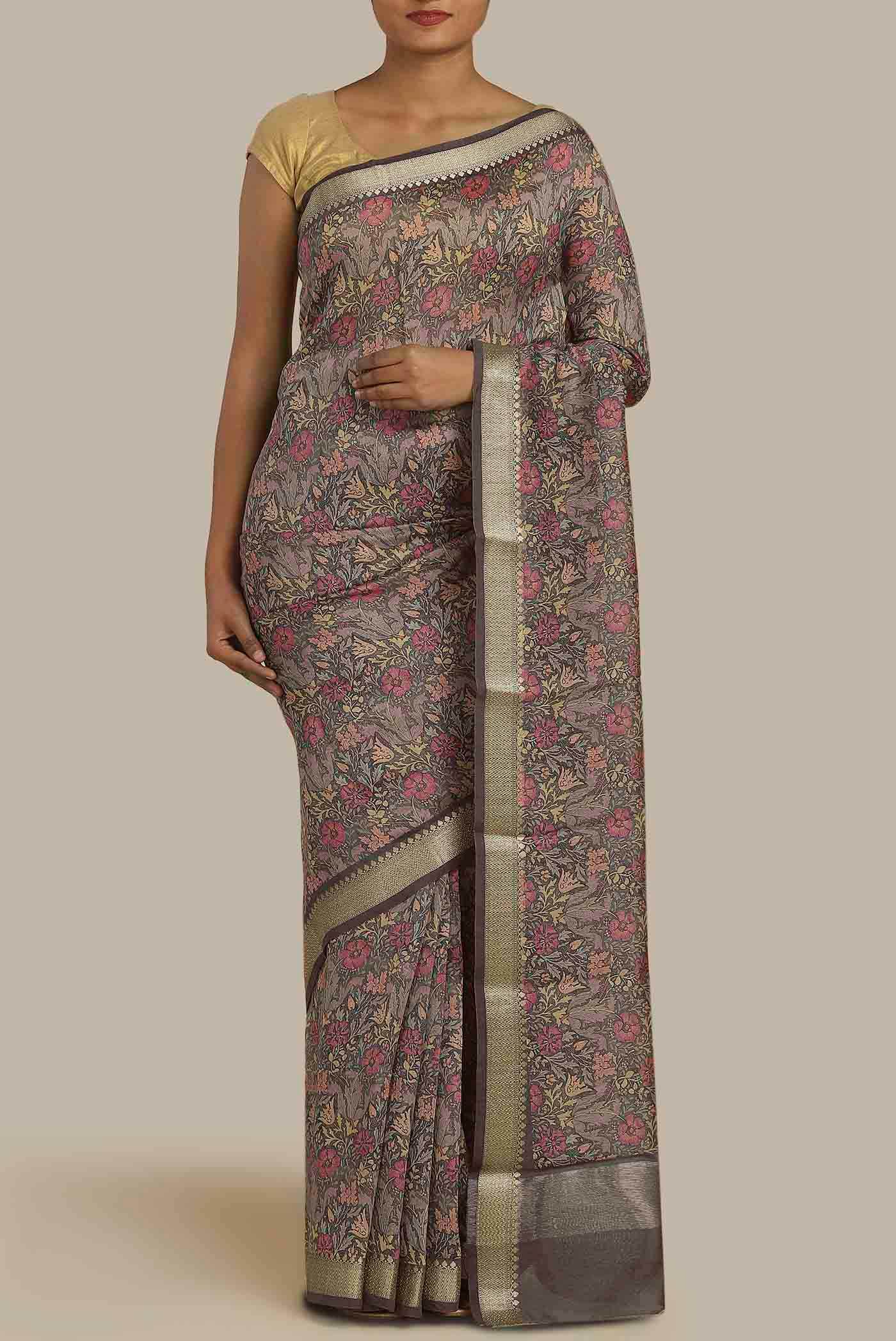Mauve Tussar Silk Saree