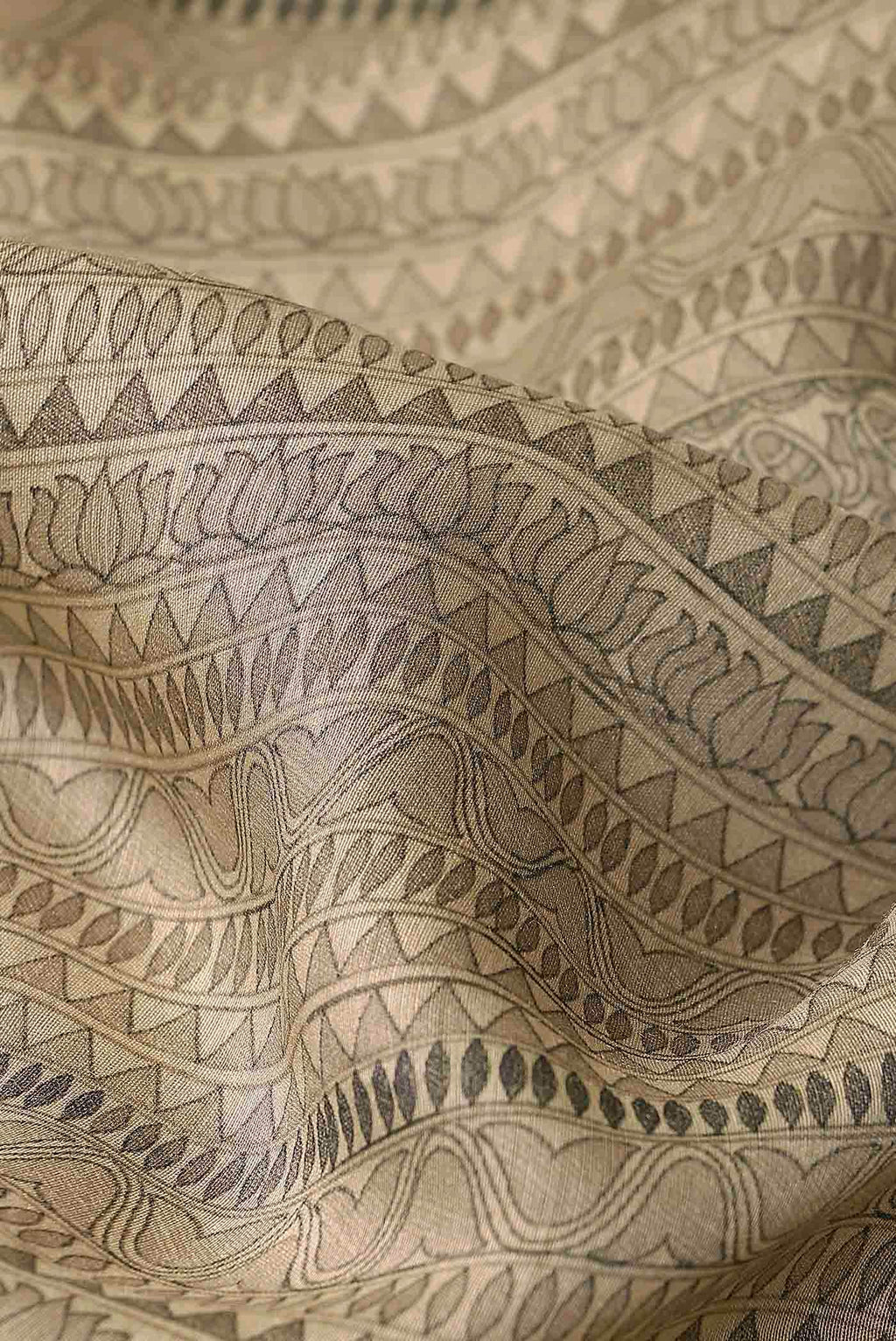 Beige Bhagalpuri Tussar Silk Saree