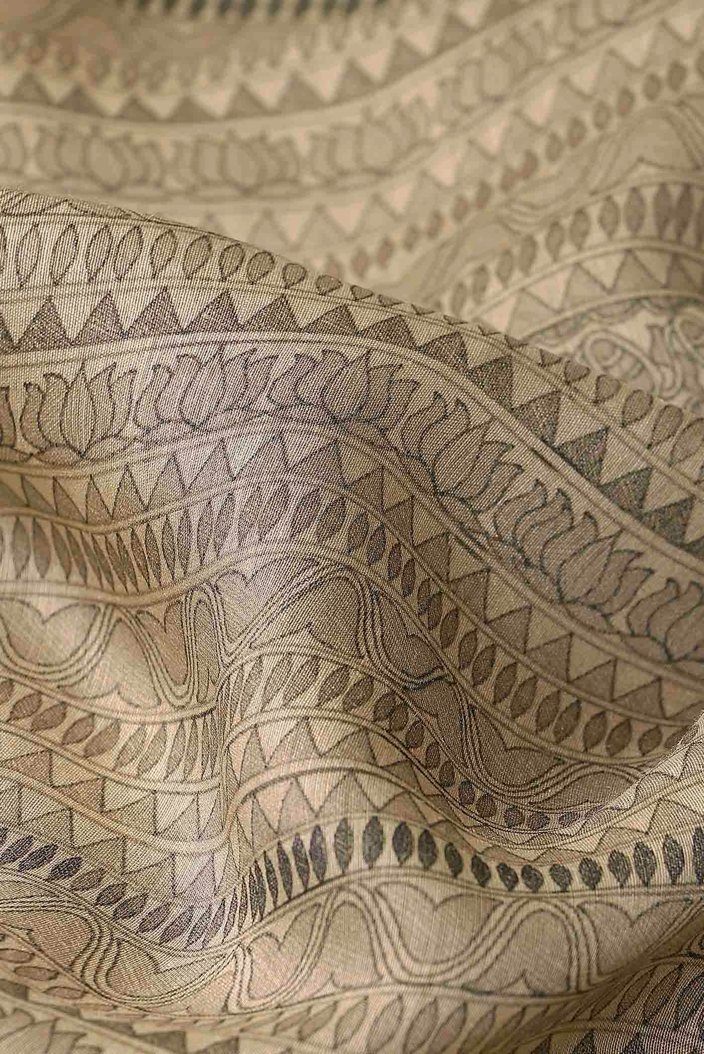 Beige Bhagalpuri Tussar Silk Saree