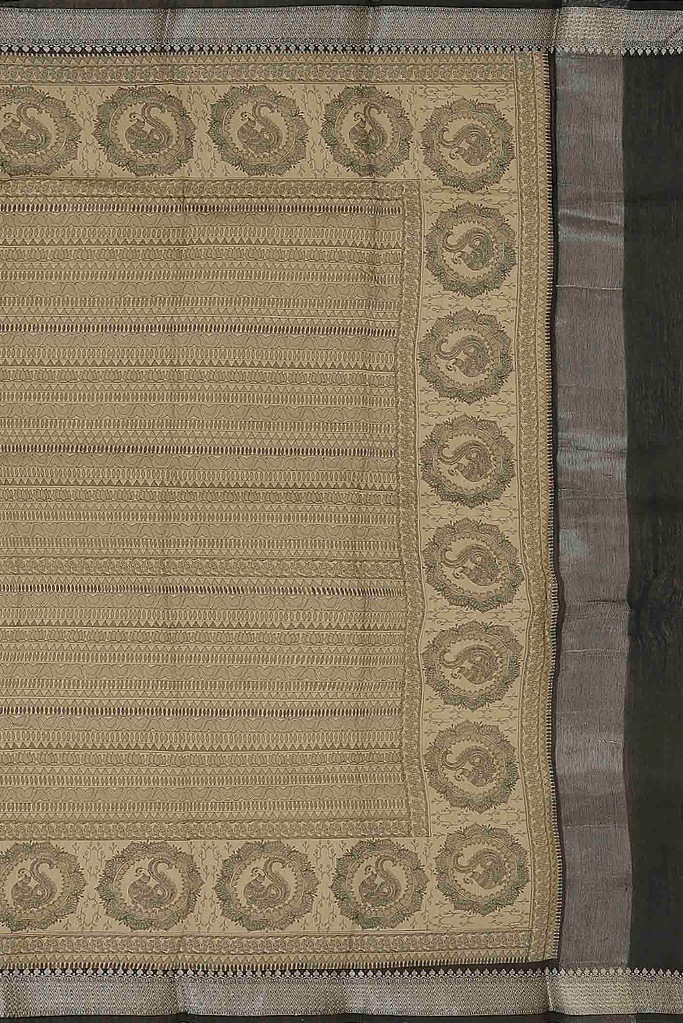 Beige Bhagalpuri Tussar Silk Saree