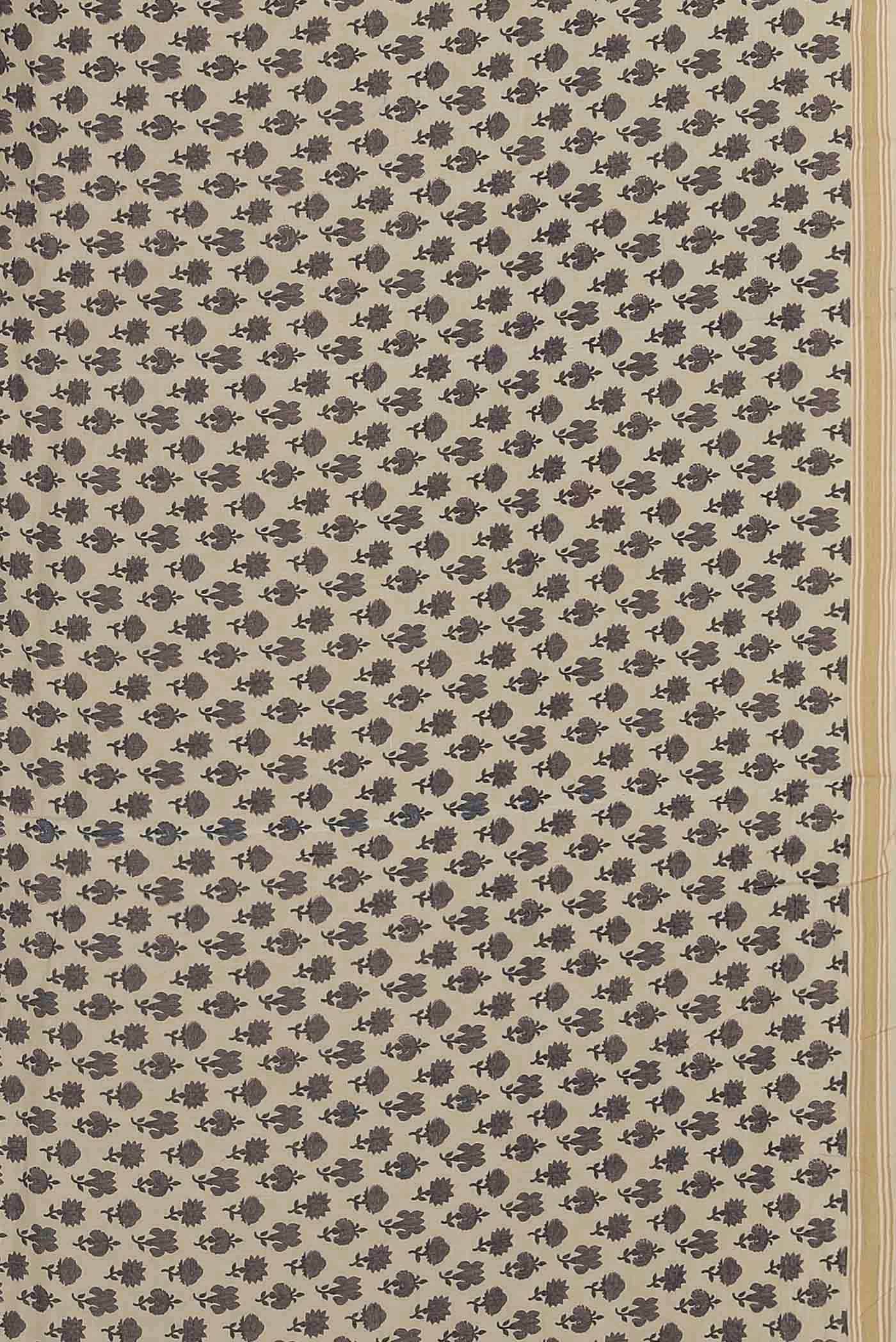 Cream Tussar Silk Saree
