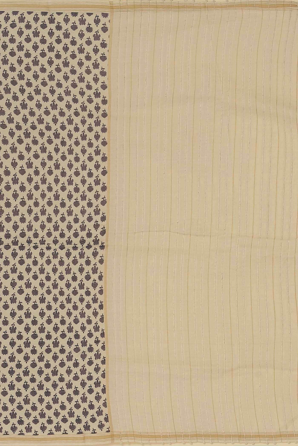 Cream Tussar Silk Saree