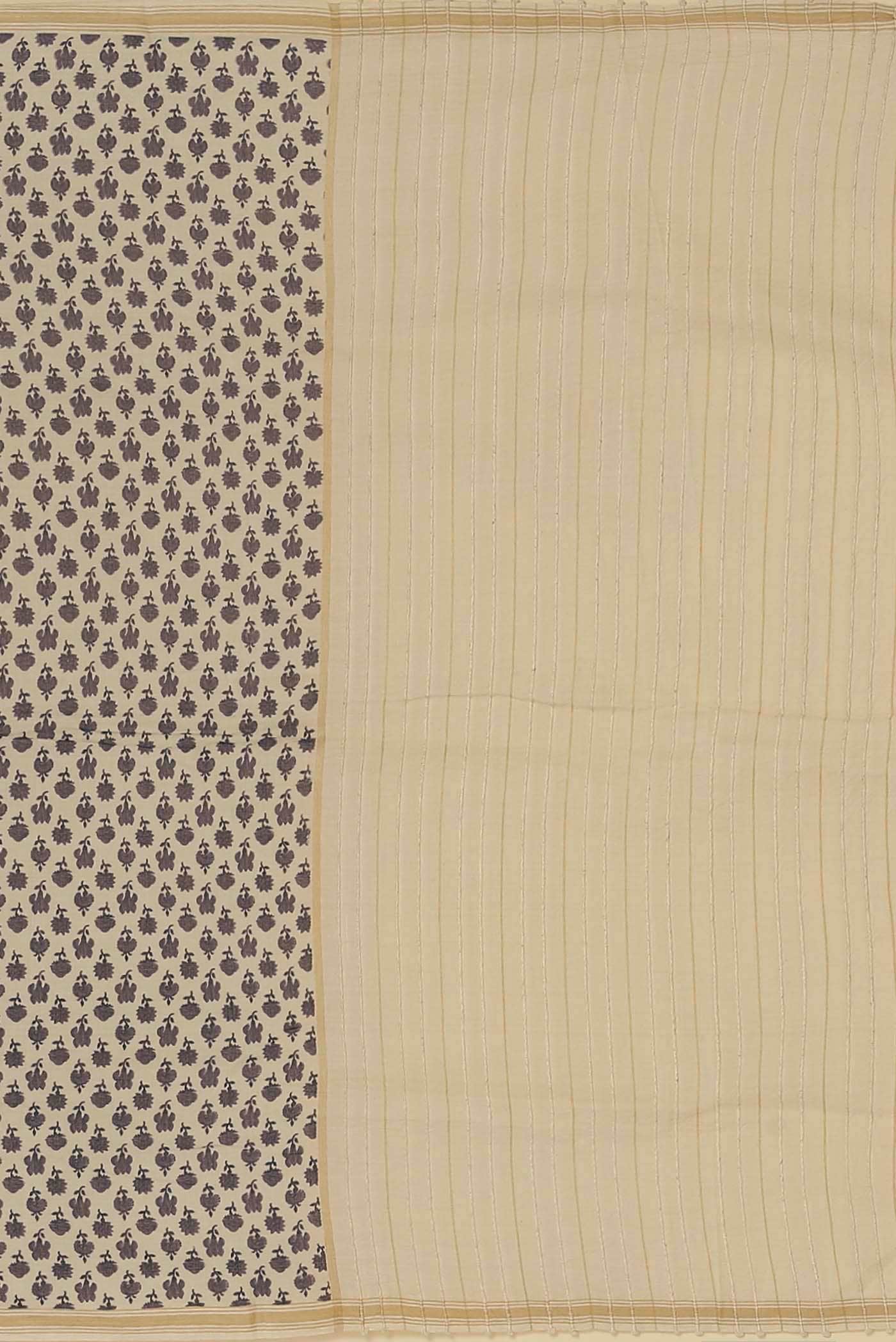 Cream Tussar Silk Saree