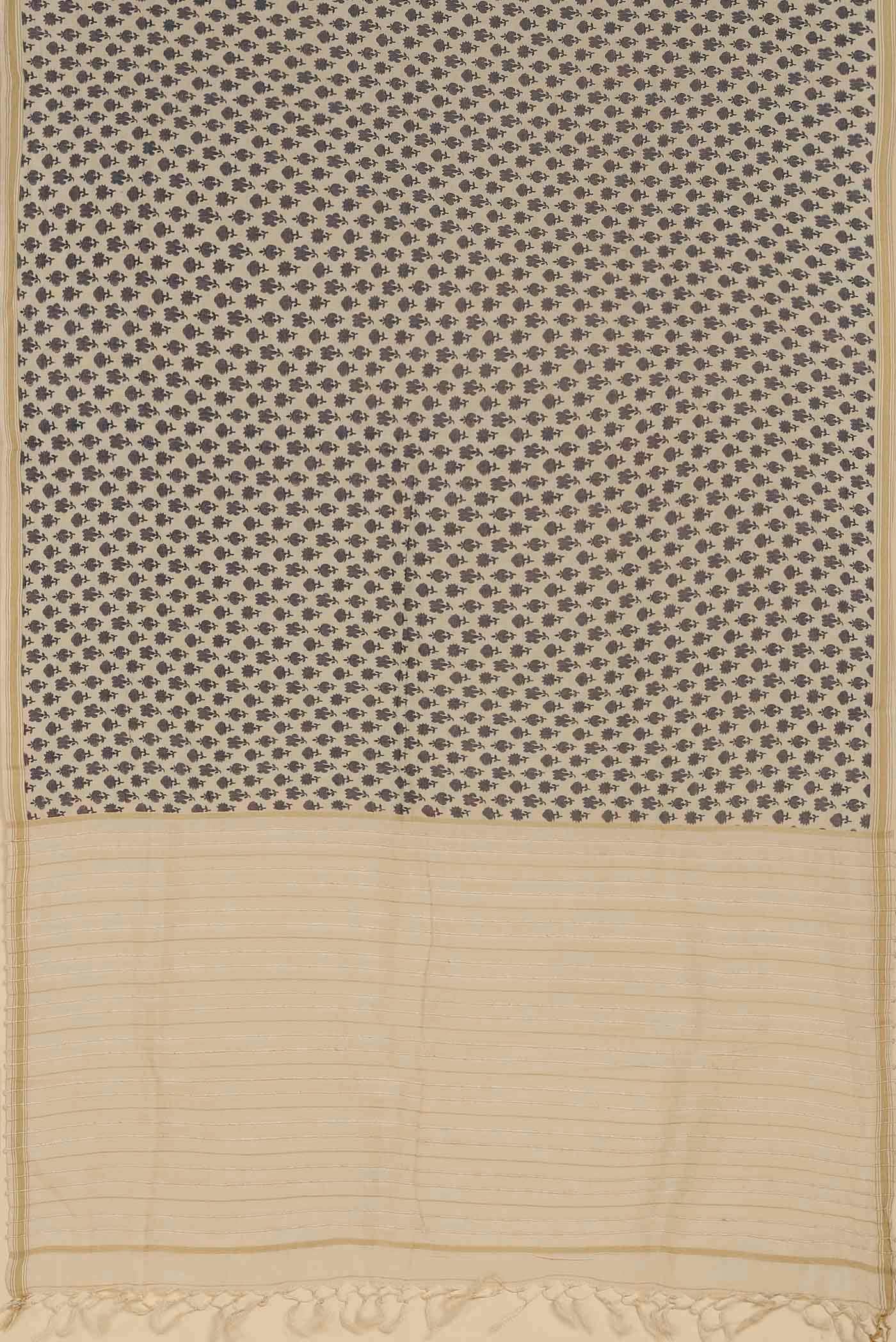 Cream Tussar Silk Saree
