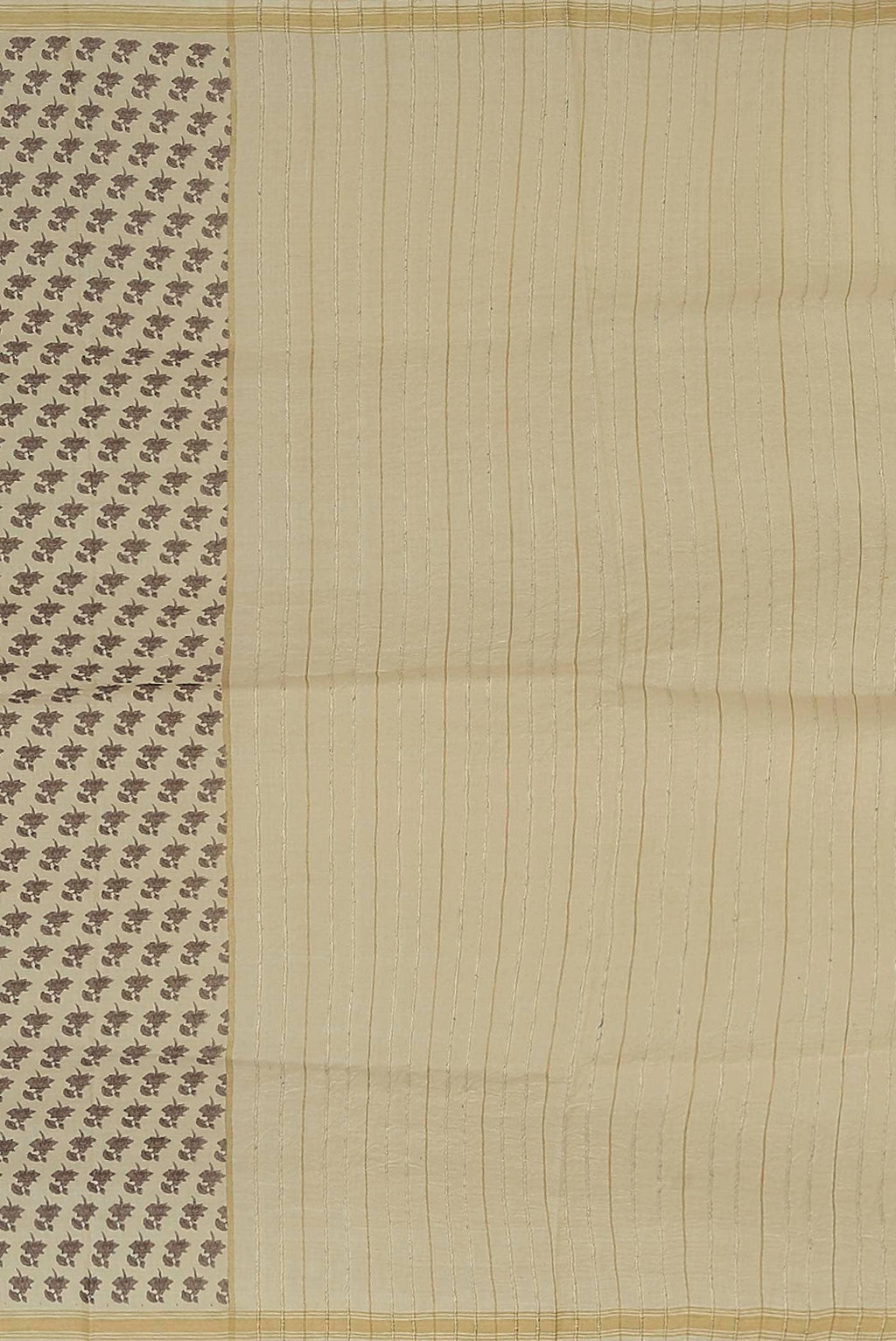Cream Tussar Silk Saree