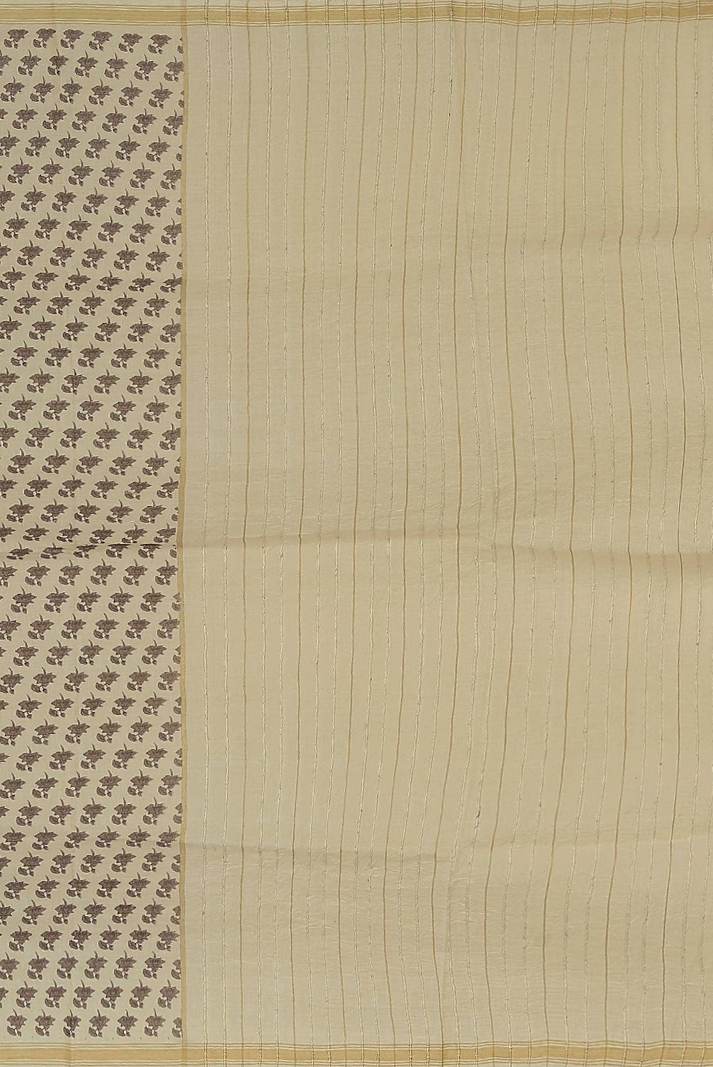 Cream Tussar Silk Saree