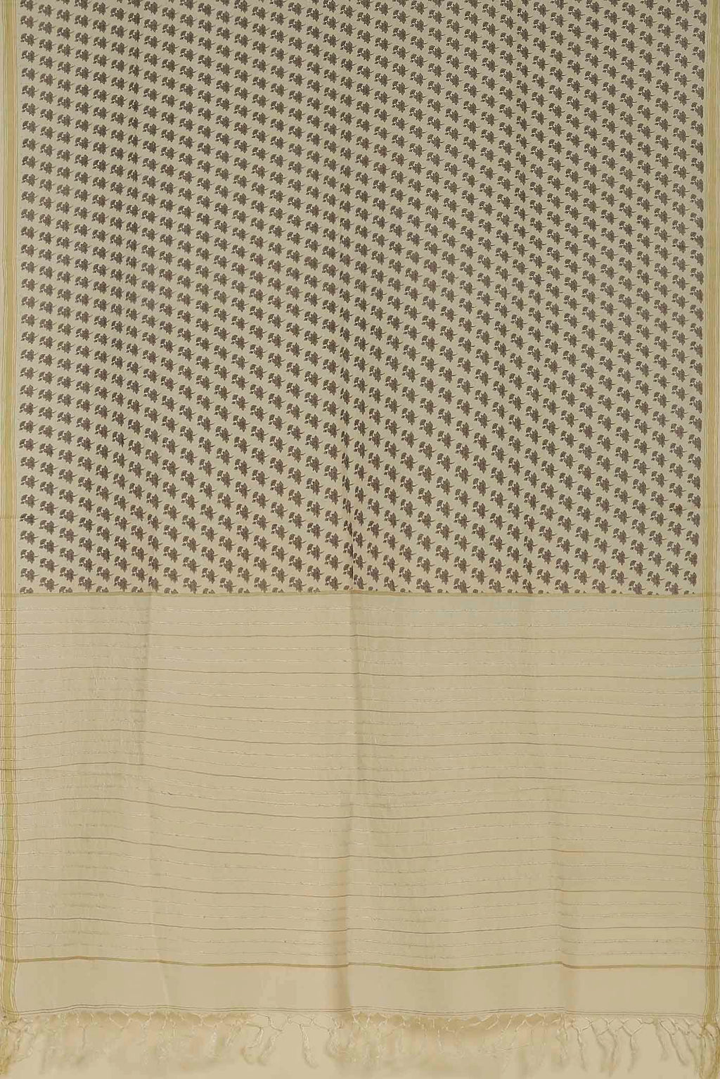 Cream Tussar Silk Saree