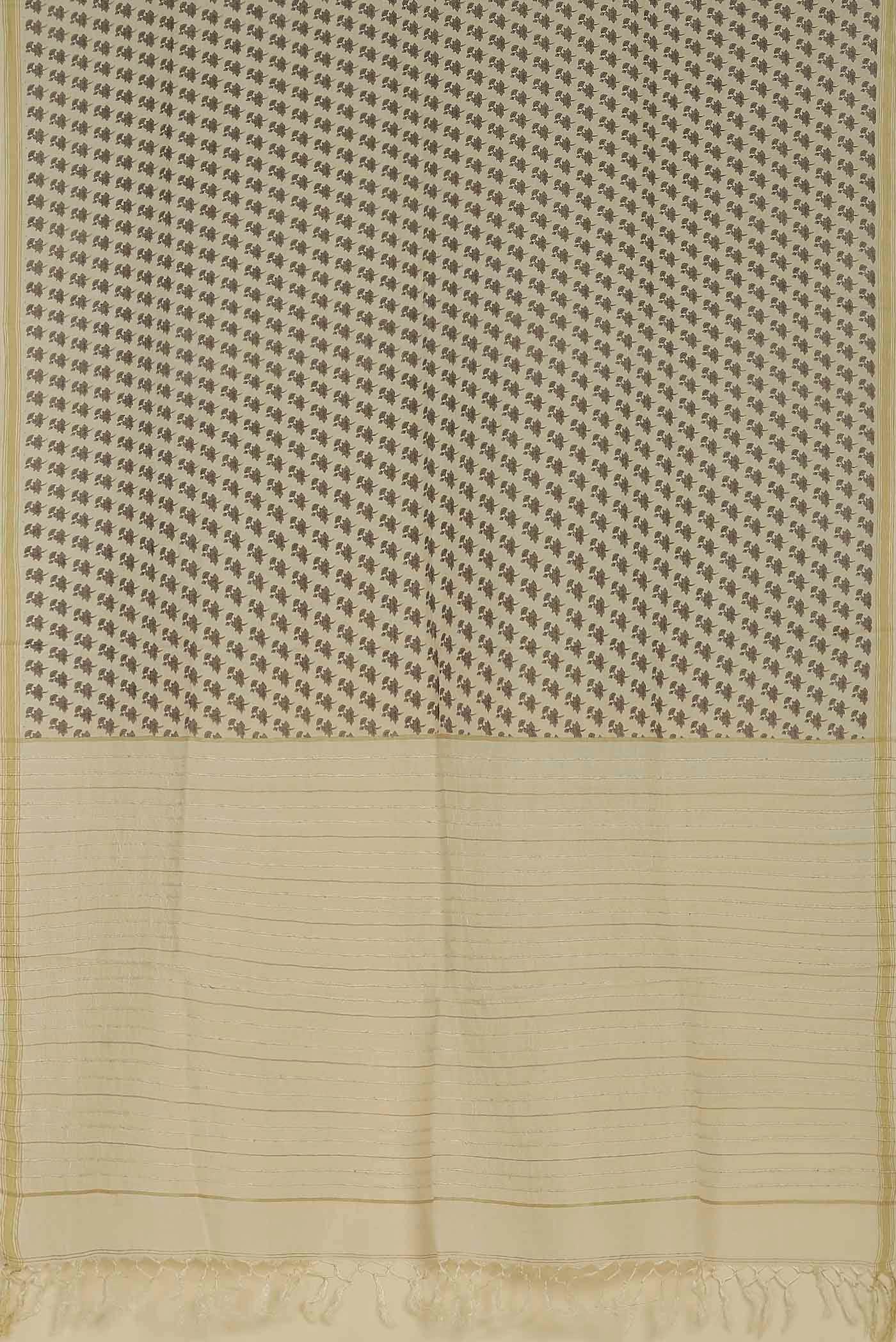 Cream Tussar Silk Saree