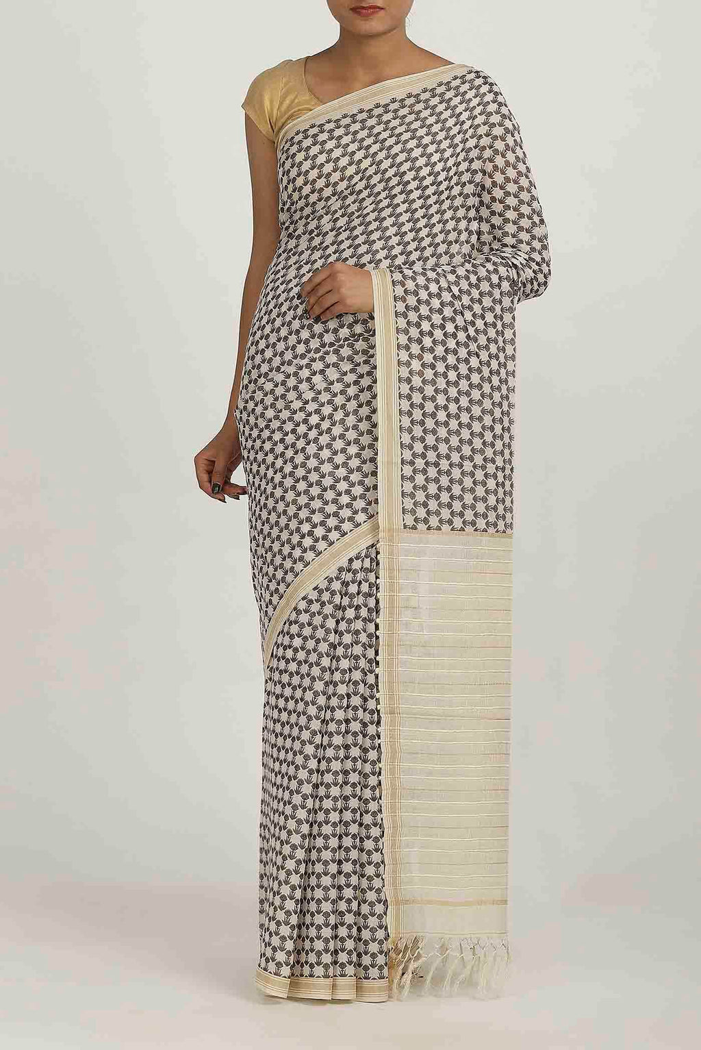 Off White Tussar Saree