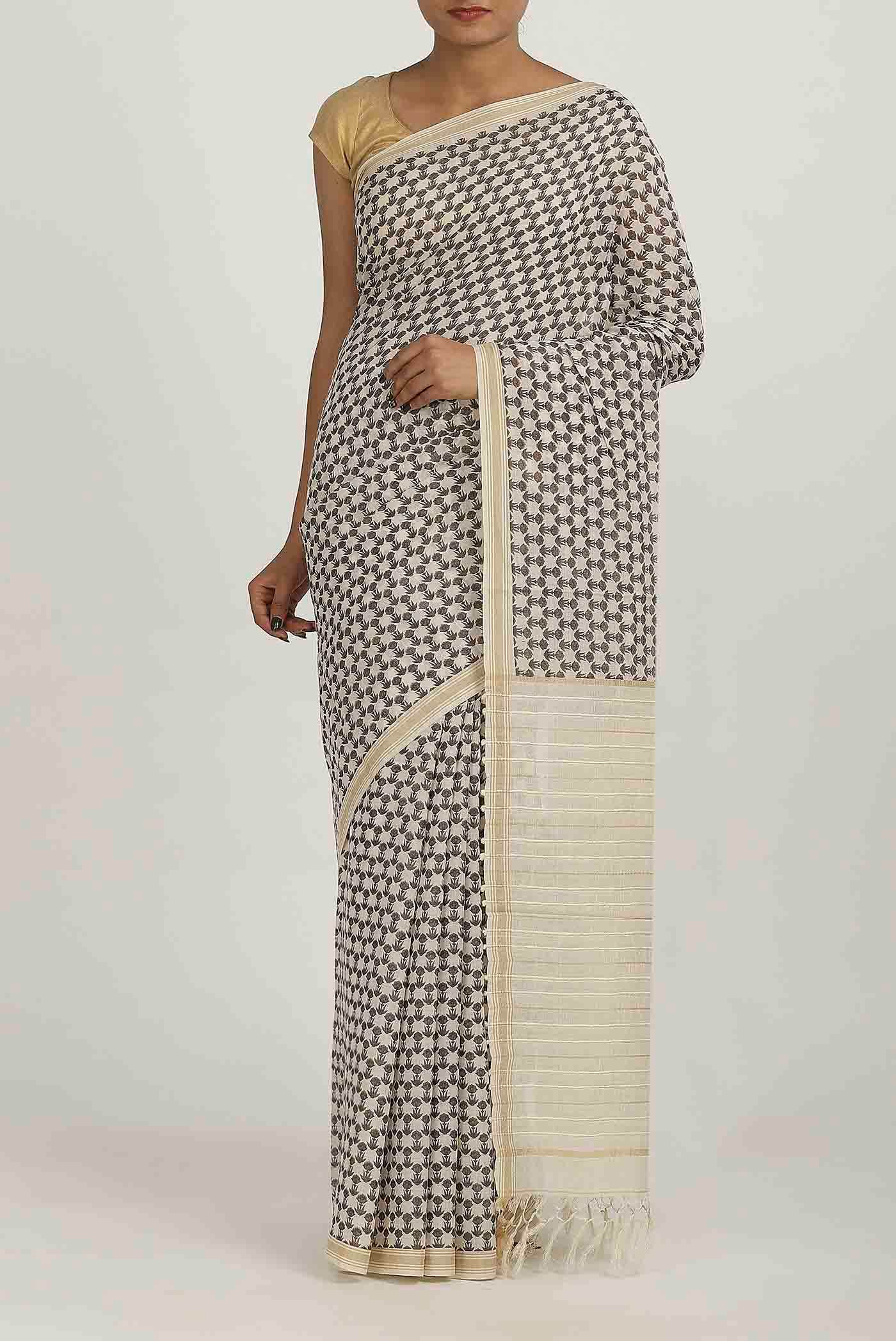 Off White Tussar Saree