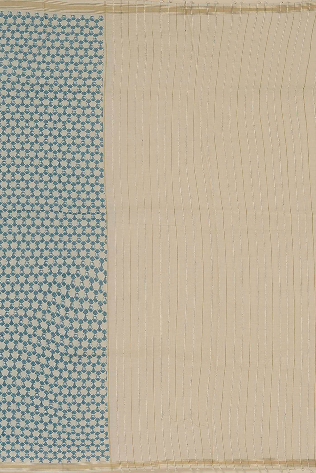 Cream Tussar Silk Saree