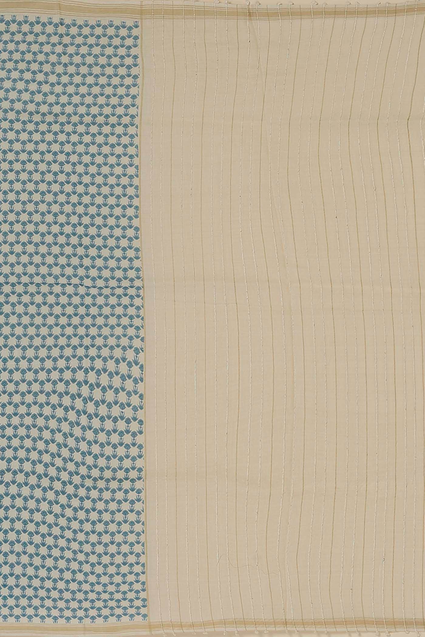 Cream Tussar Silk Saree