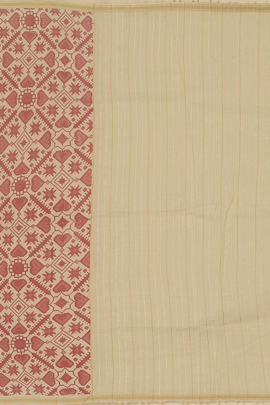 Cream Tussar Silk Saree
