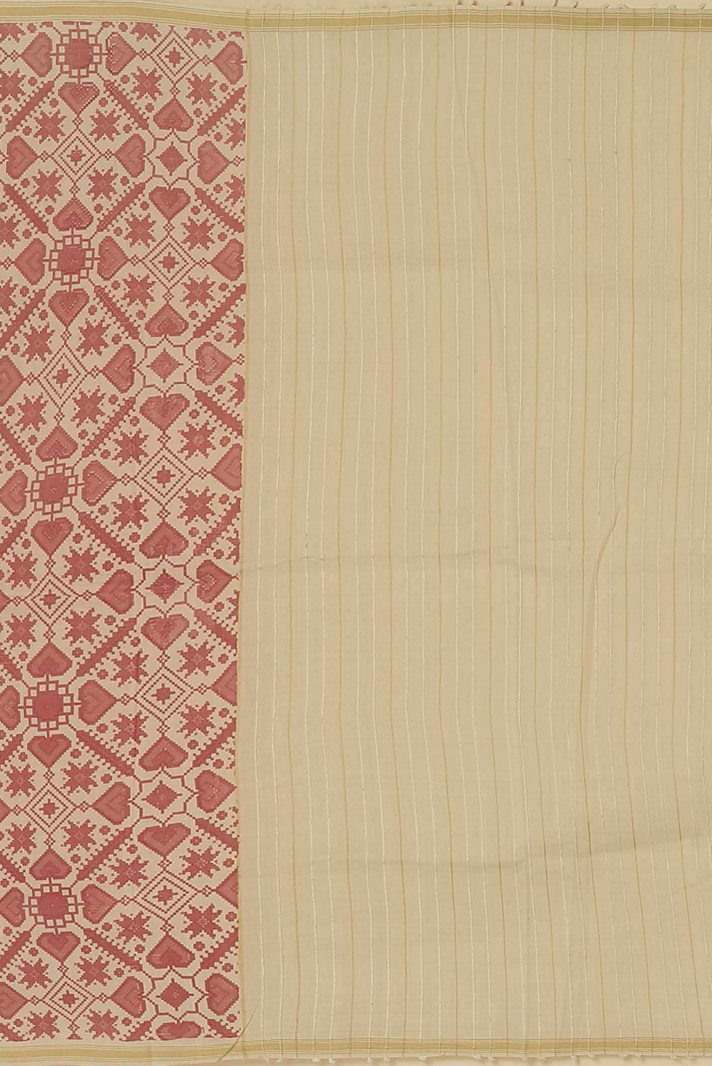 Cream Tussar Silk Saree