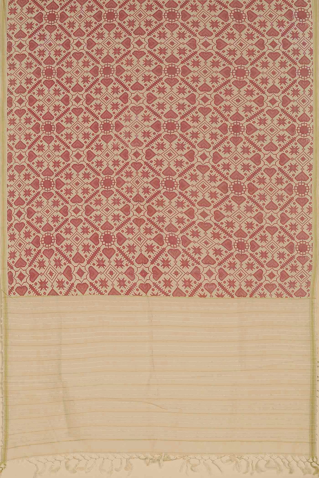 Cream Tussar Silk Saree