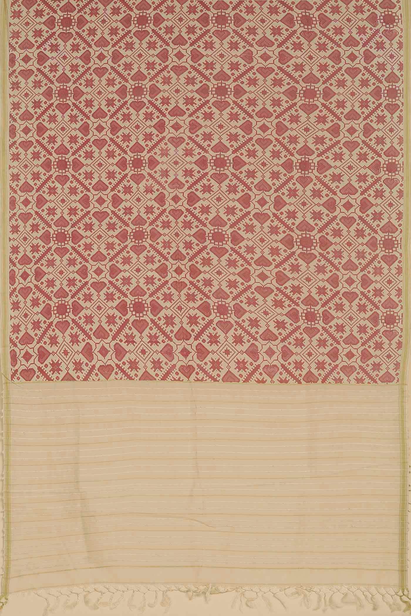 Cream Tussar Silk Saree