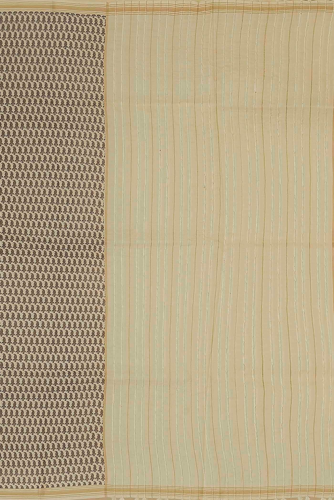 Cream Tussar Silk Saree