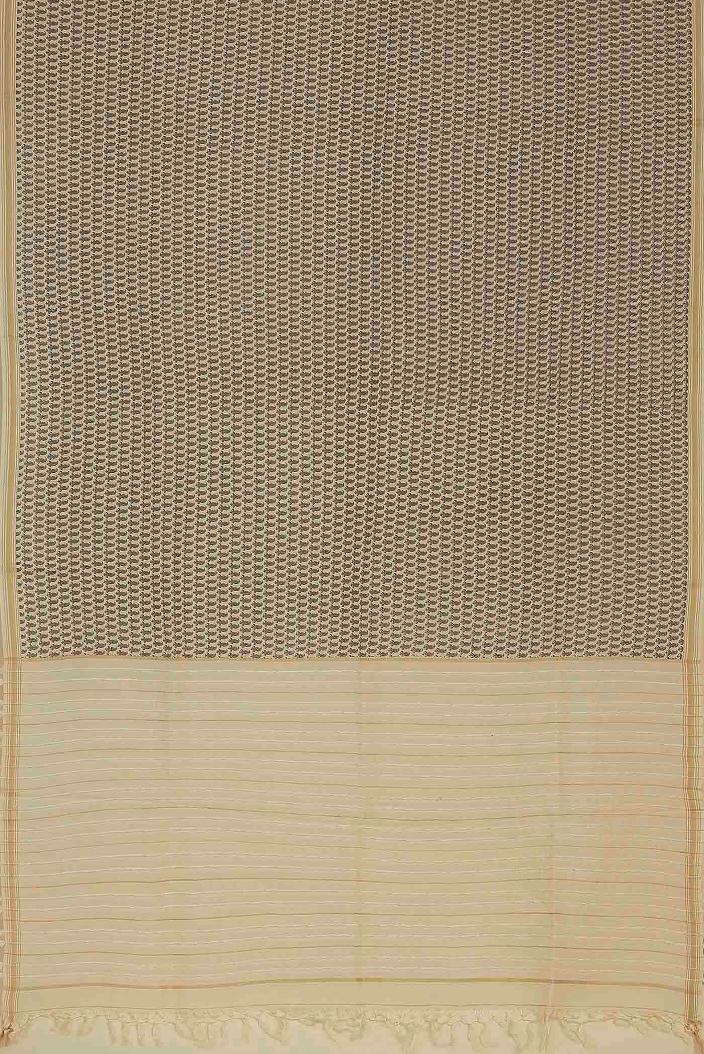 Cream Tussar Silk Saree