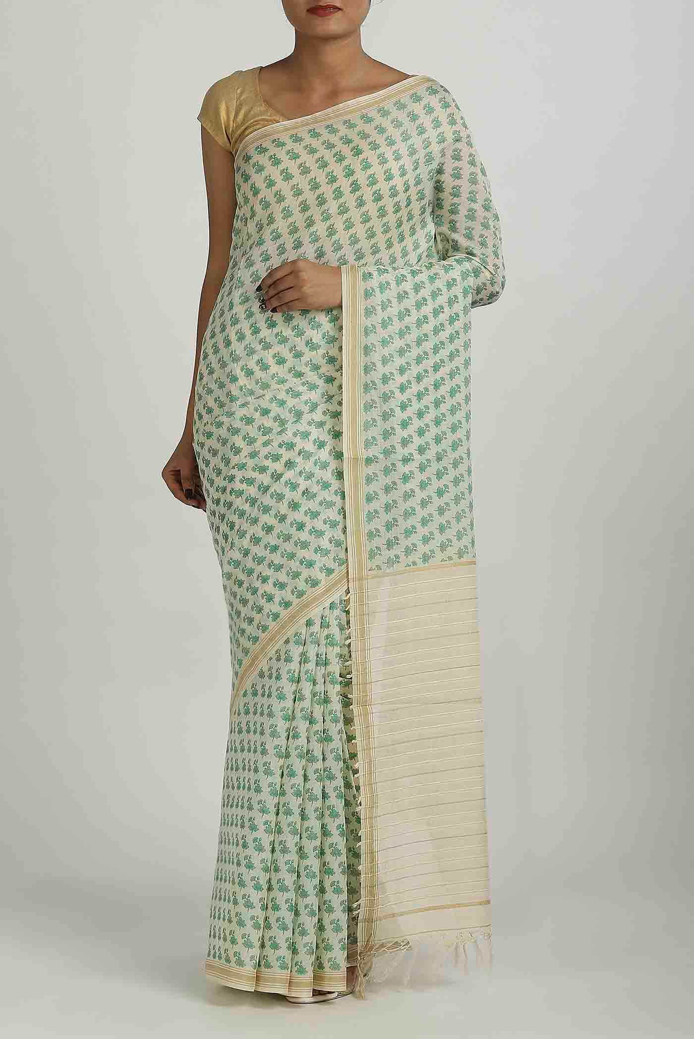 Off White Tussar Saree