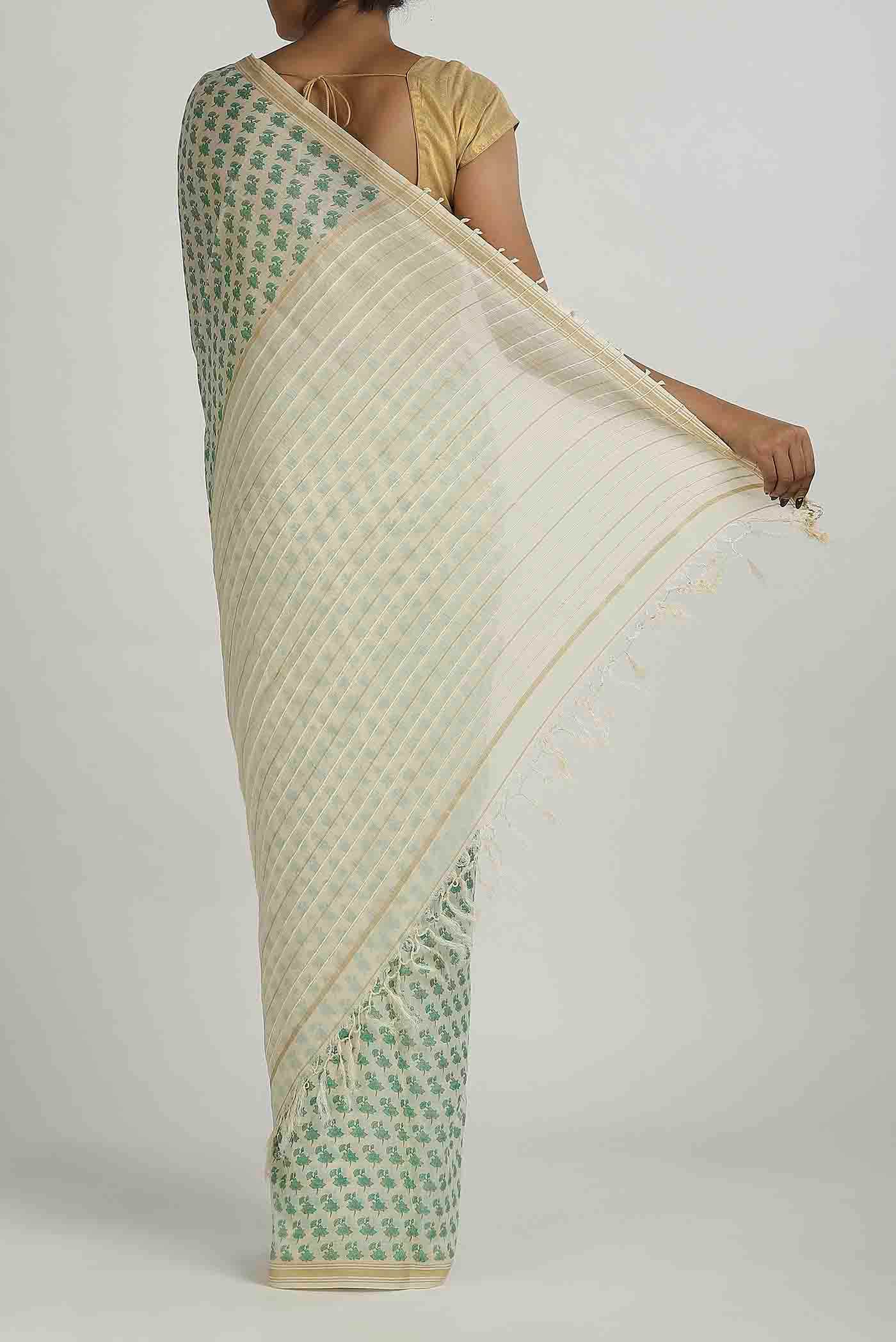 Off White Tussar Saree