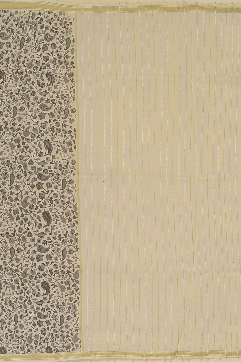 Cream Tussar Silk Saree