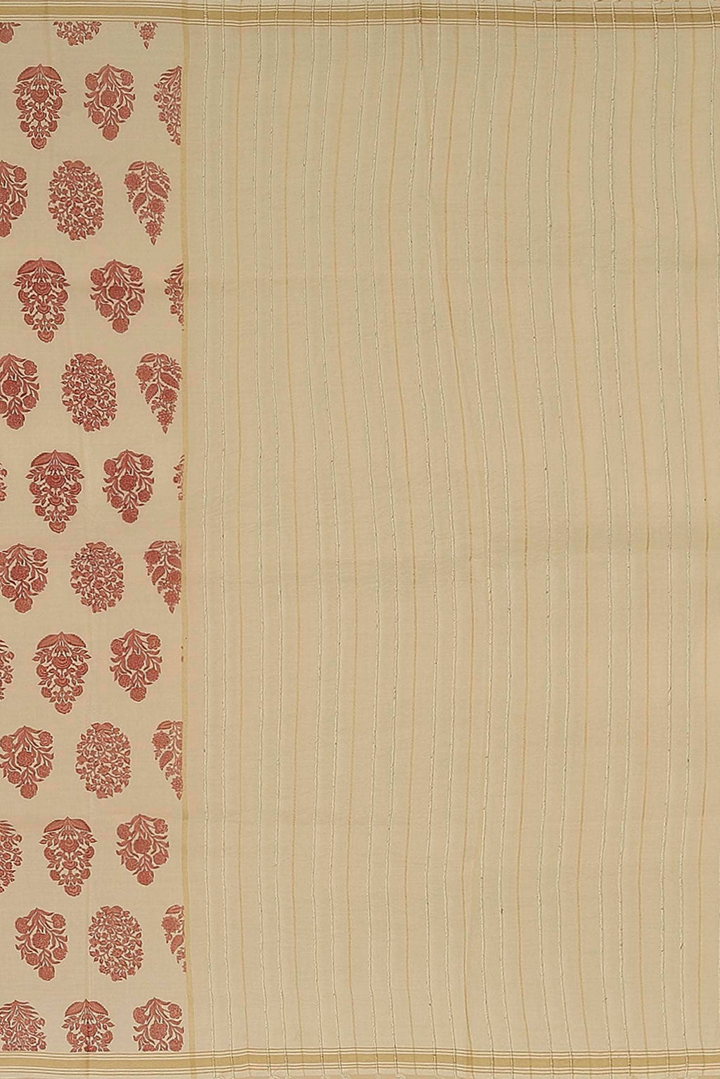 Cream Tussar Silk Saree