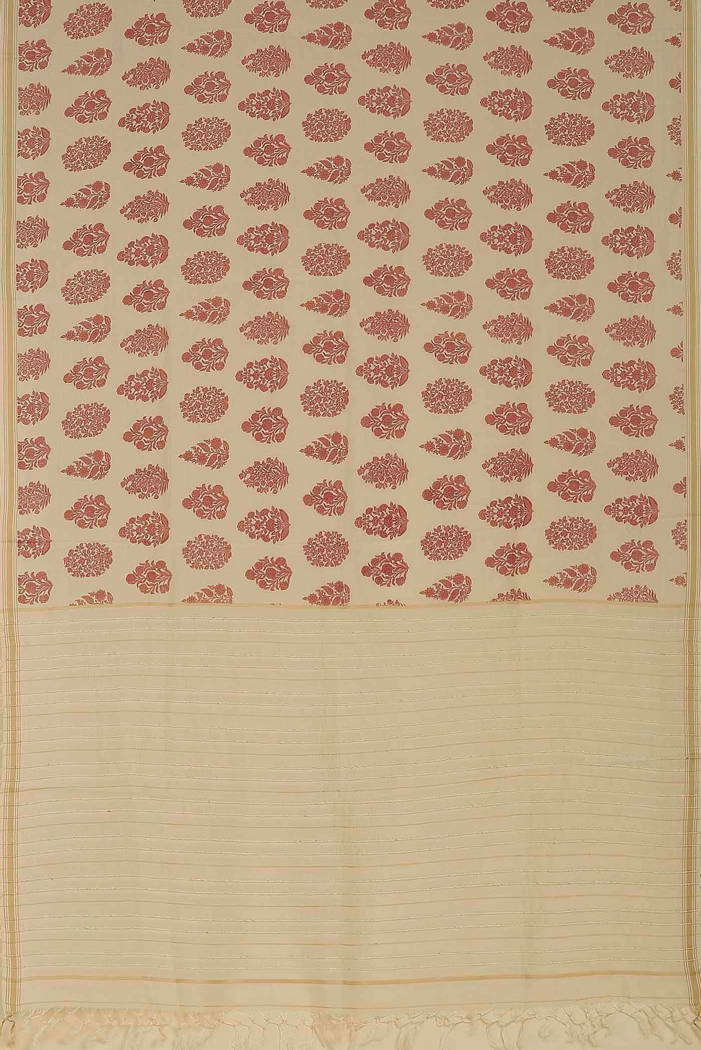 Cream Tussar Silk Saree