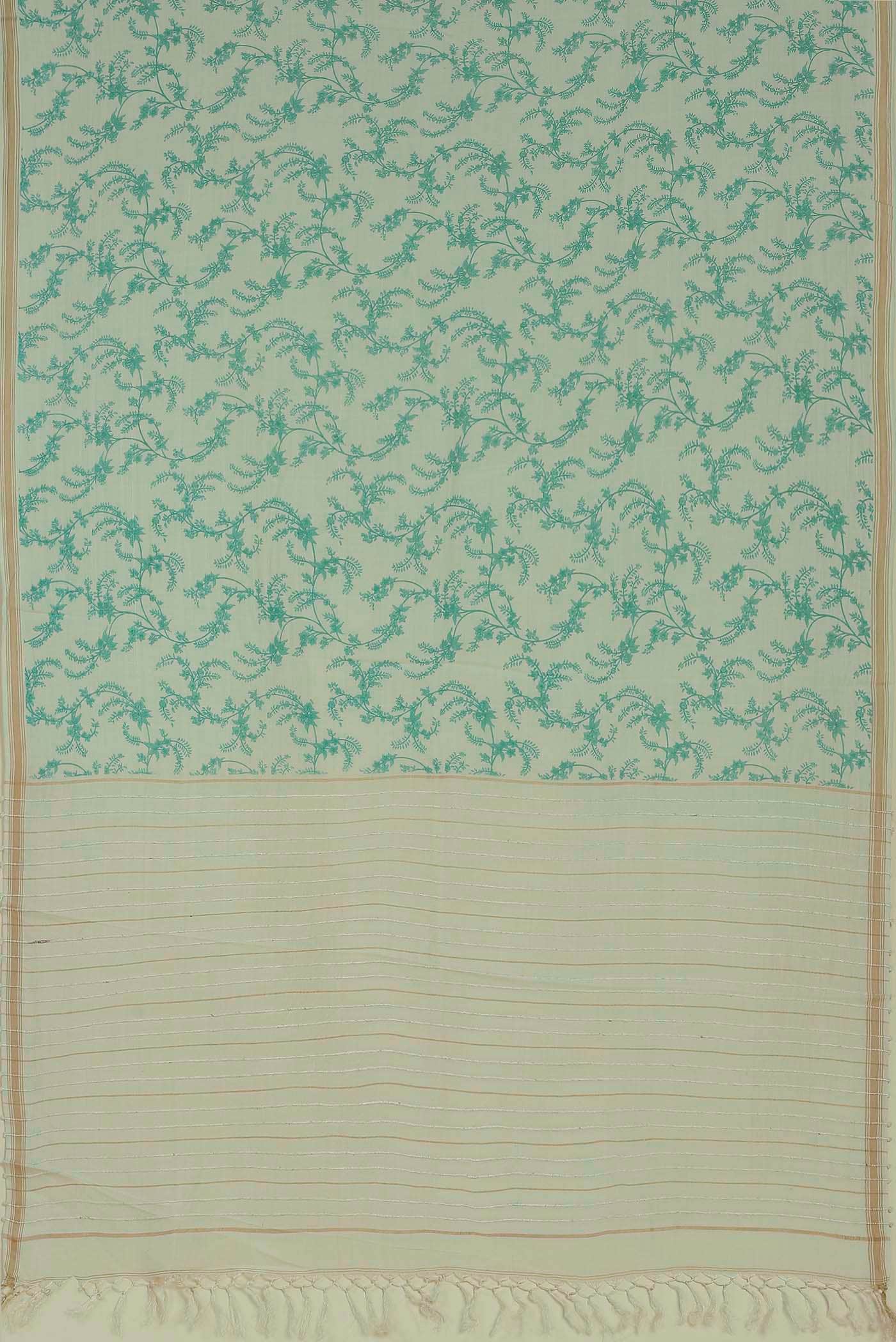 Cream Tussar Silk Saree