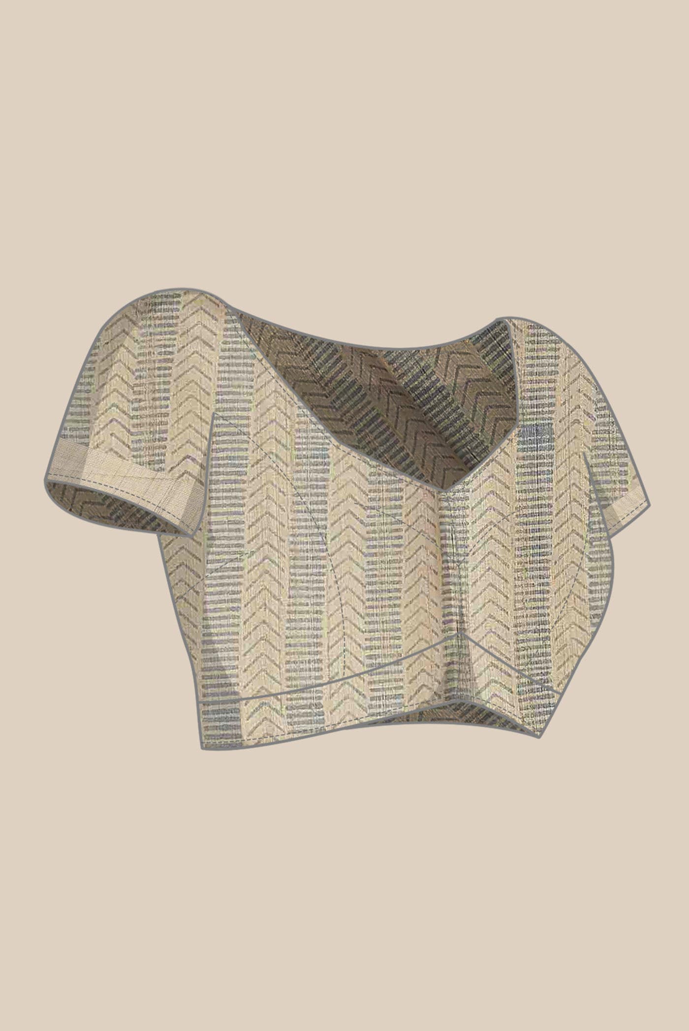 Beige Tussar Silk Saree