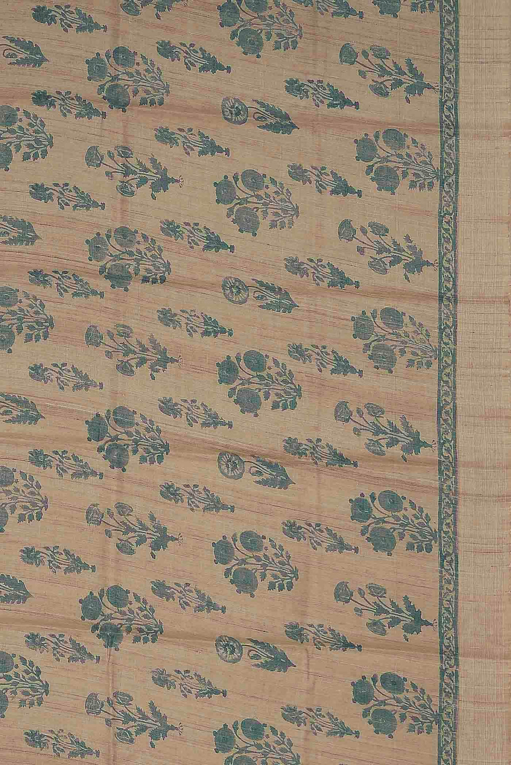 Beige Tussar Silk Saree