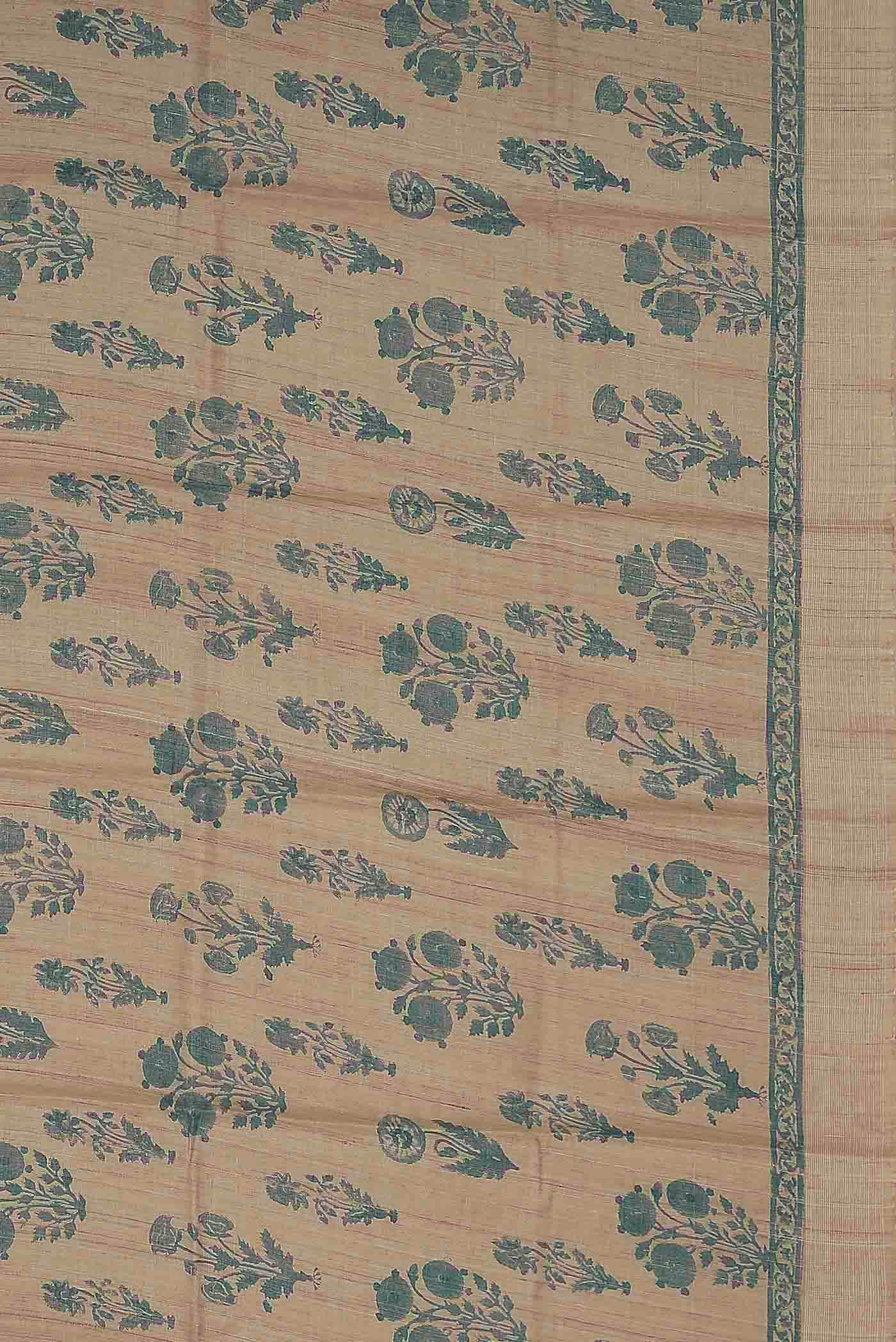 Beige Tussar Silk Saree