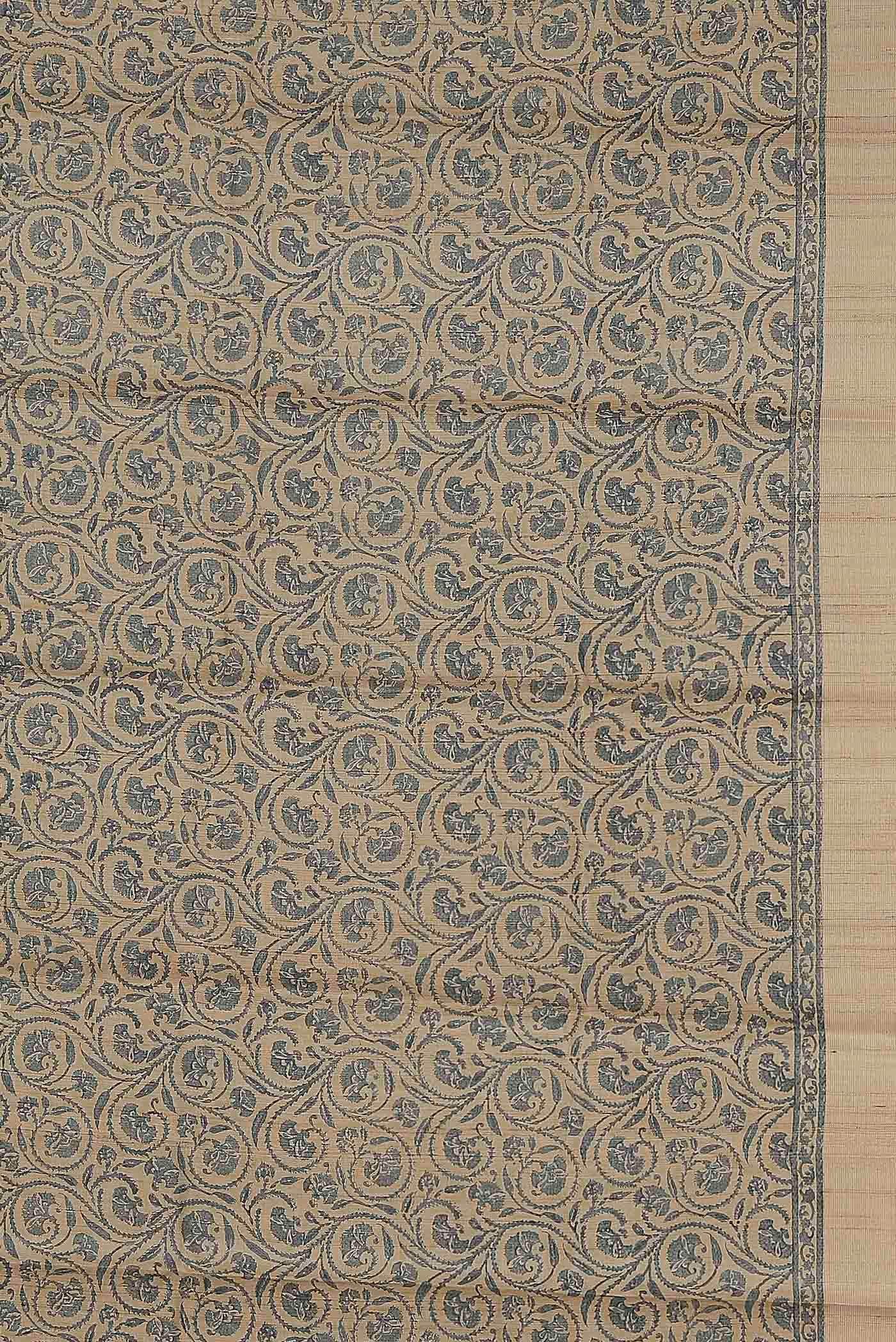 Beige Tussar Silk Saree