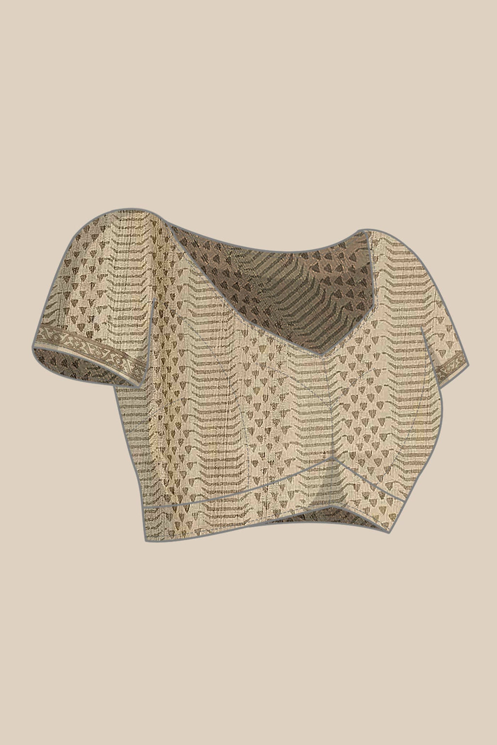 Beige Tussar Silk Saree