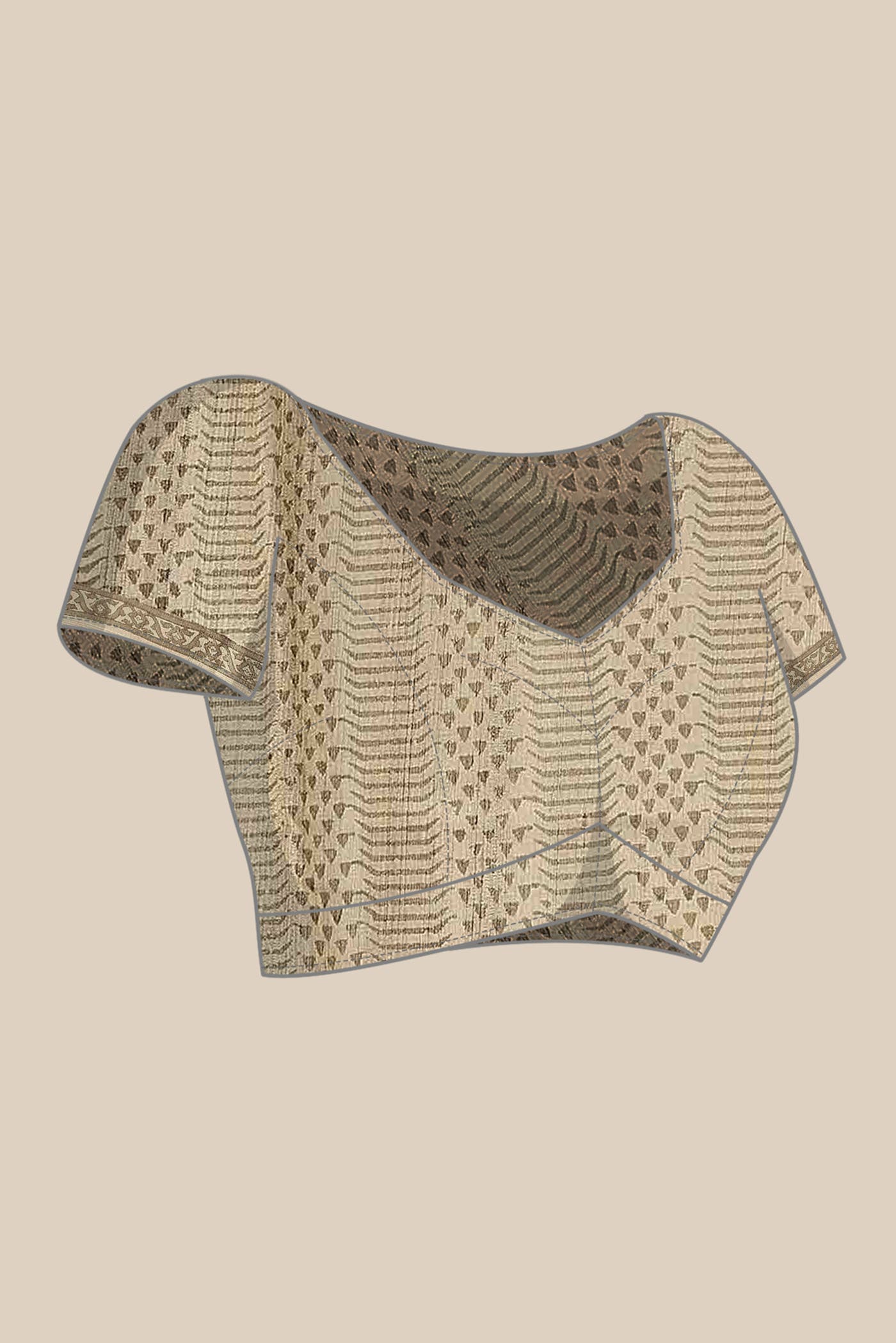 Beige Tussar Silk Saree