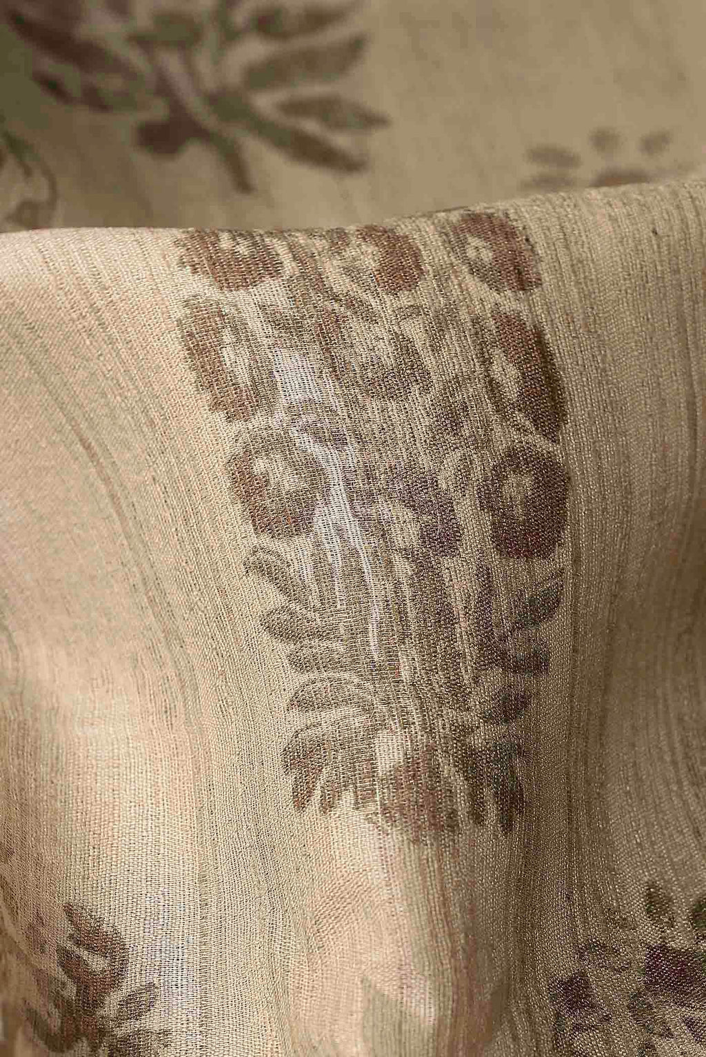 Beige Tussar Silk Saree