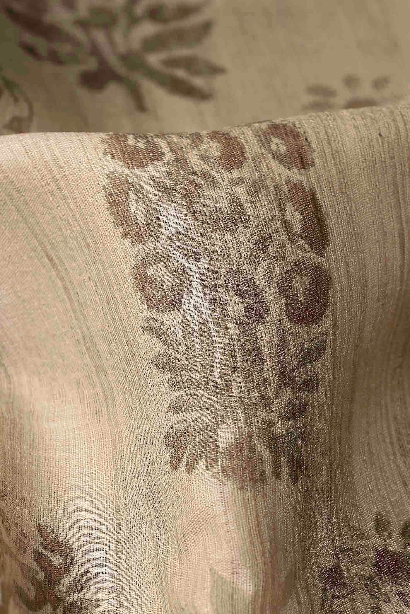 Beige Tussar Silk Saree