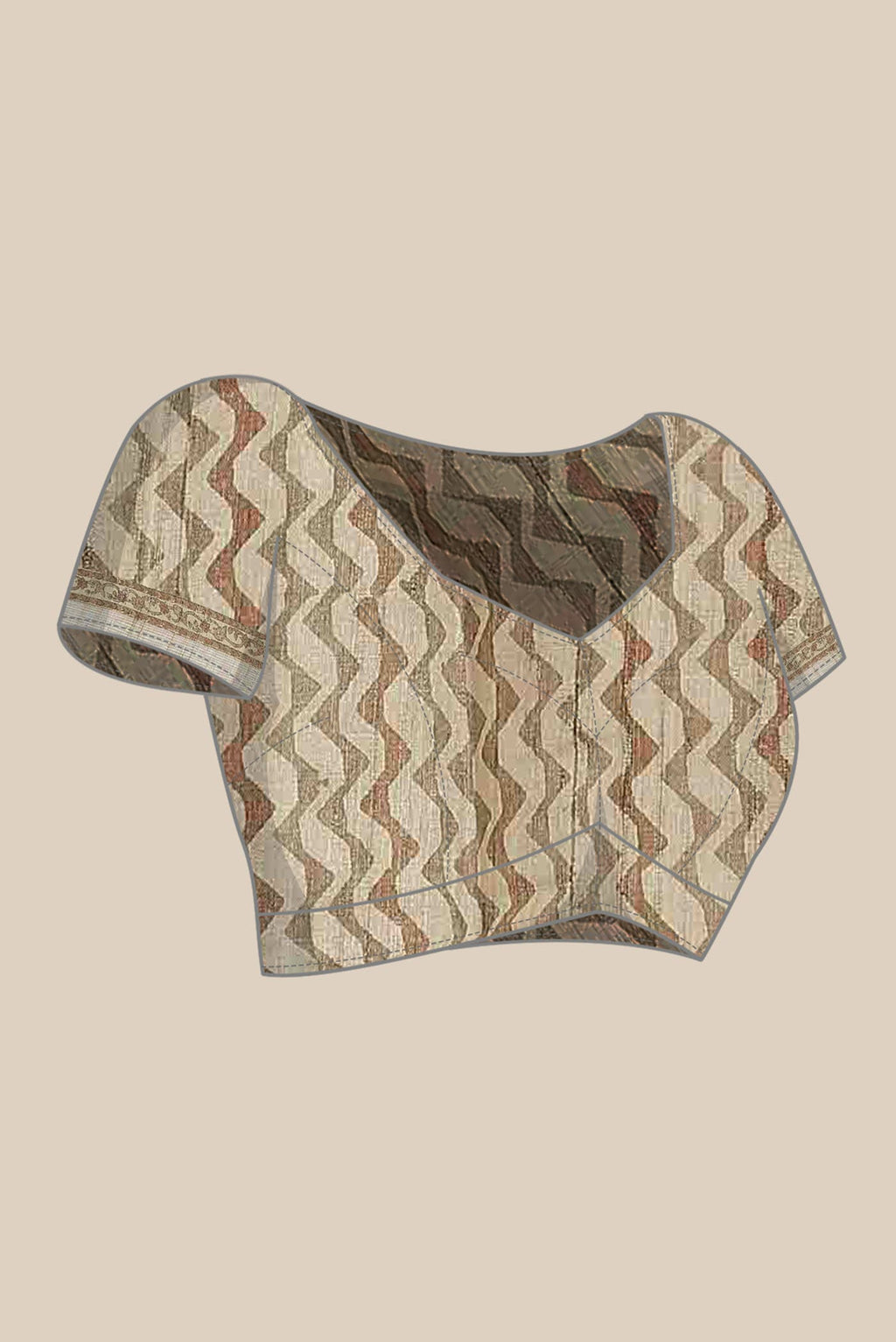 Beige Tussar Silk Saree
