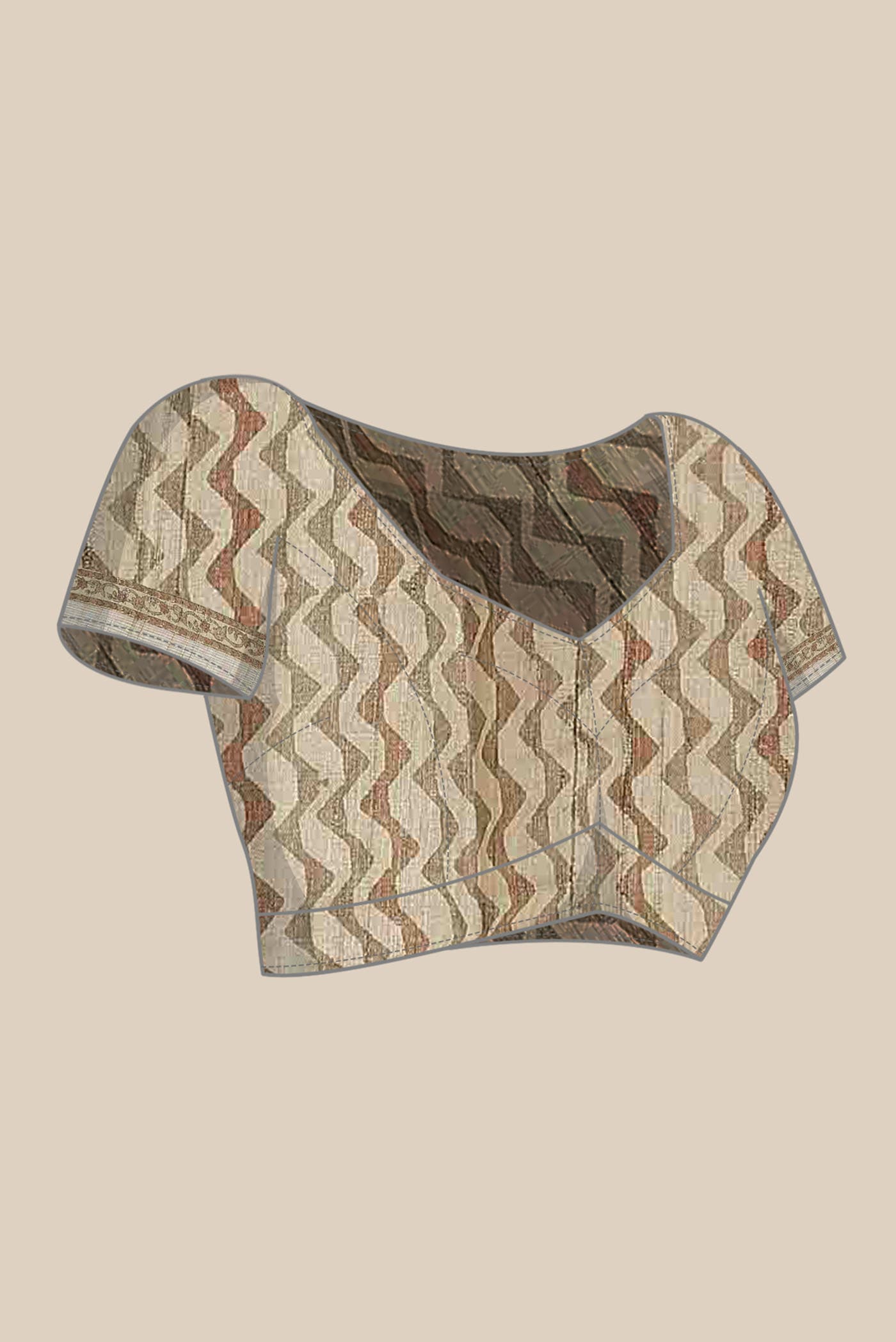 Beige Tussar Silk Saree