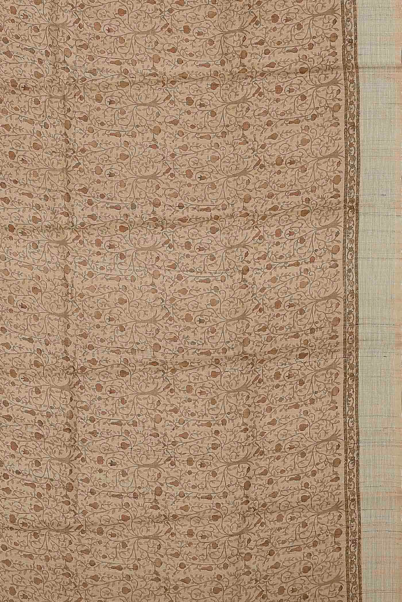 Beige Tussar Silk Saree