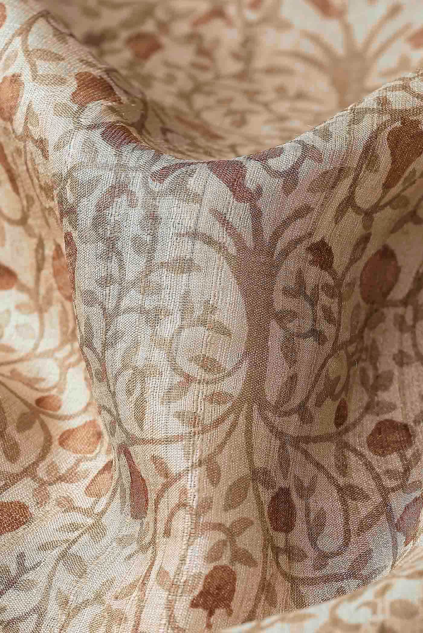 Beige Tussar Silk Saree