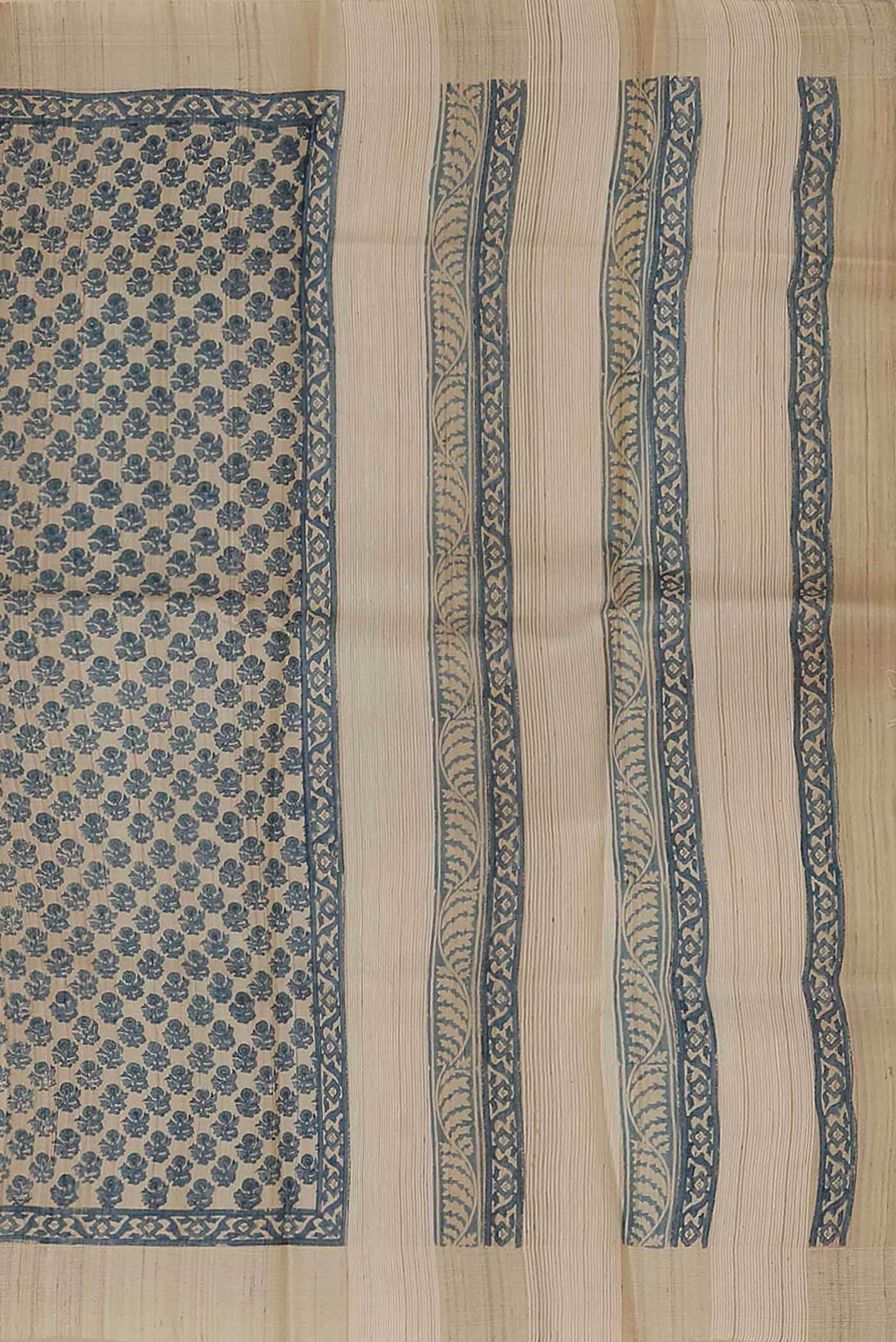 Beige Bhagalpuri Tussar Silk Saree