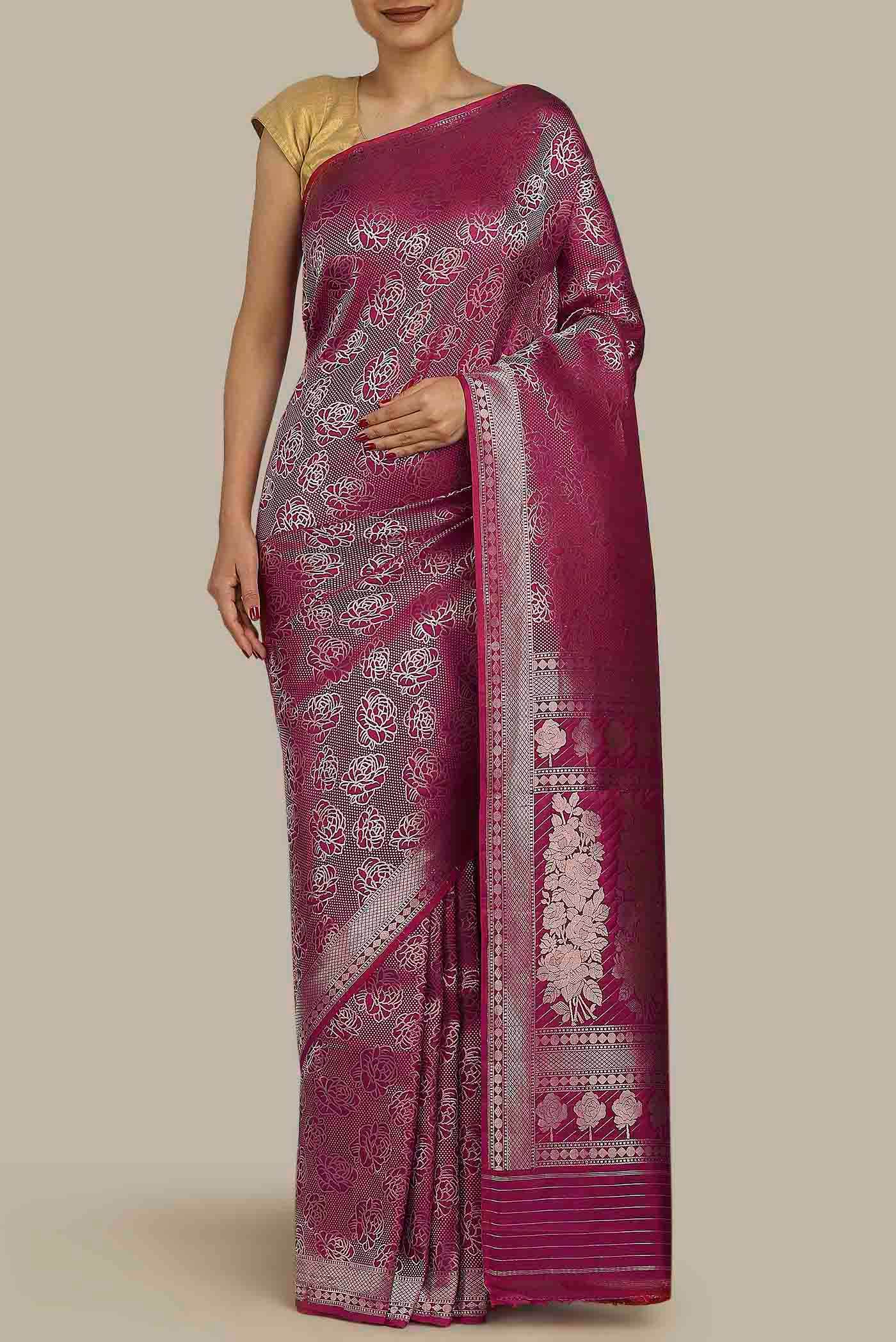 Pink Banarasi Silk Saree