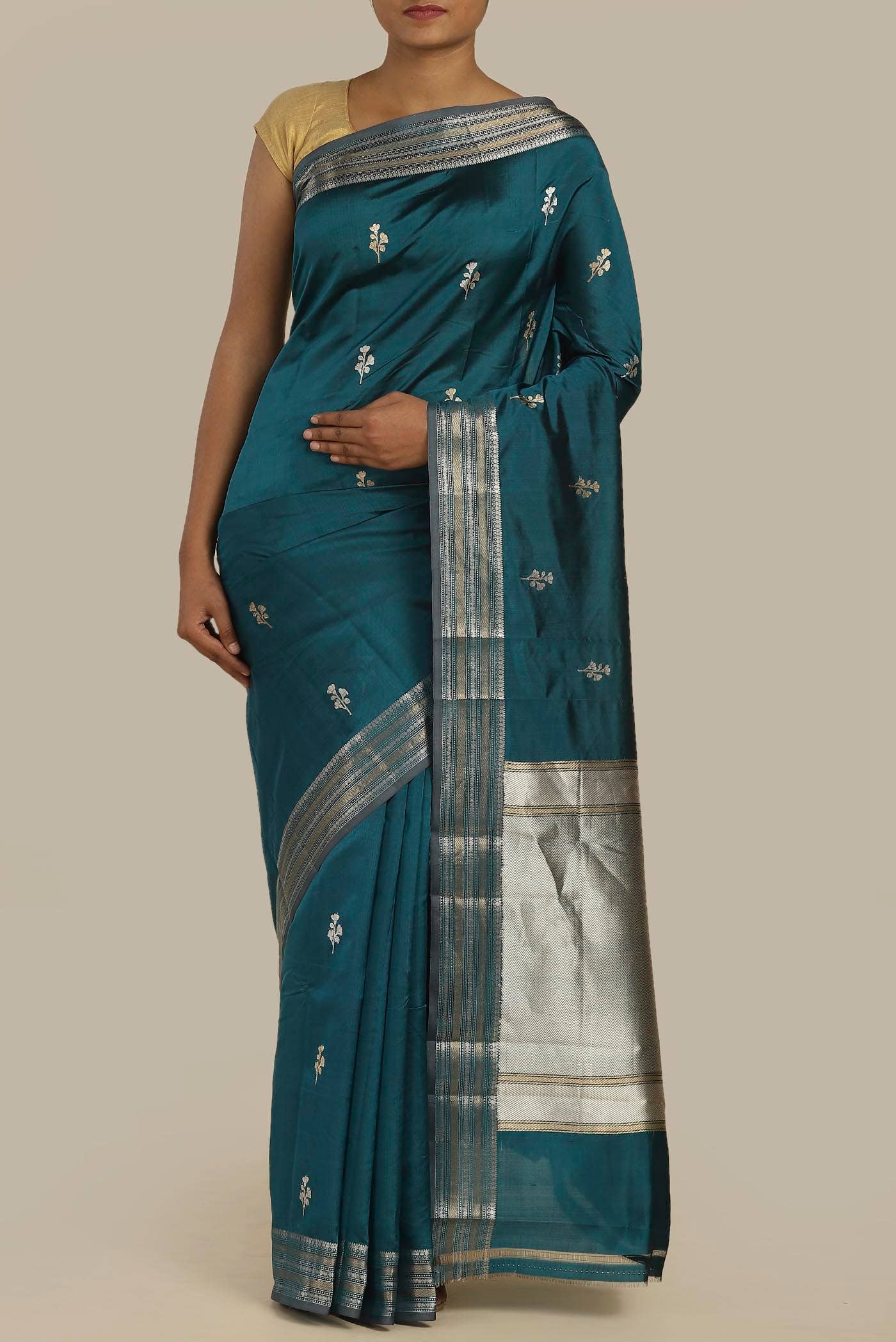 Blue Banarasi Silk Saree