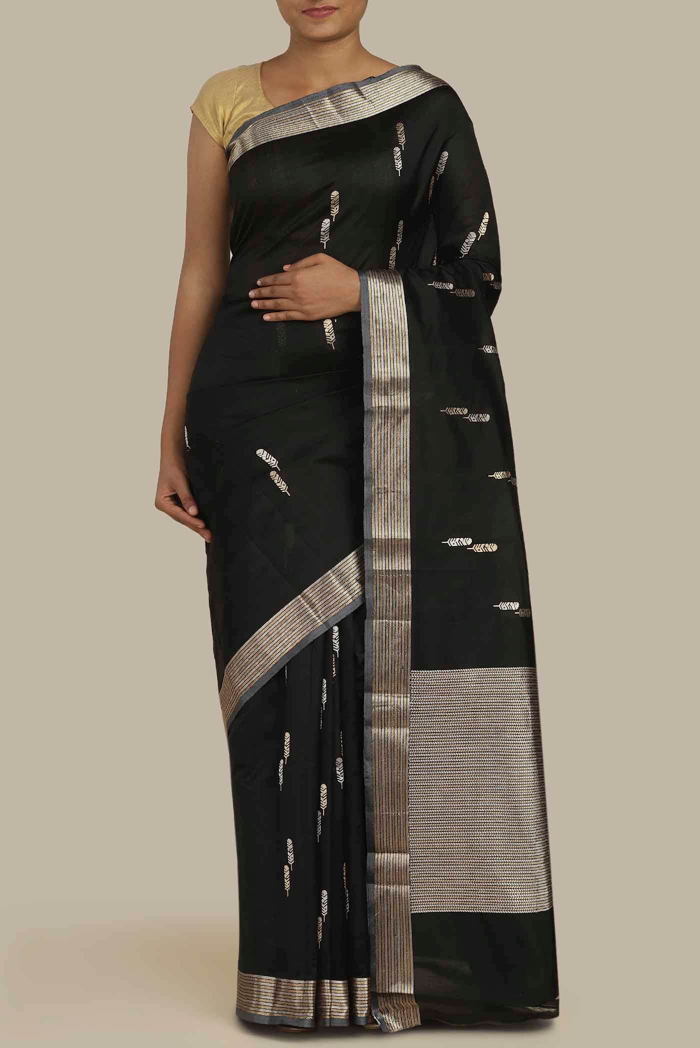 Black Banarasi Silk Saree