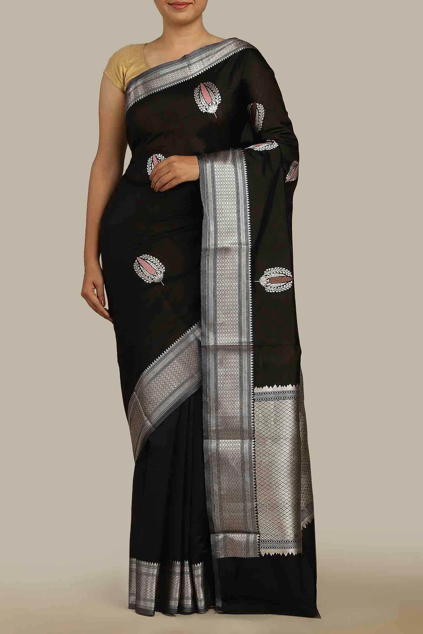Black Banarasi Katan Silk Saree