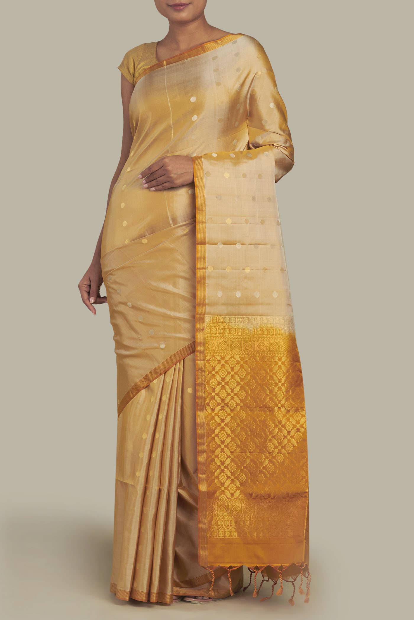 Beige Soft Silk Saree