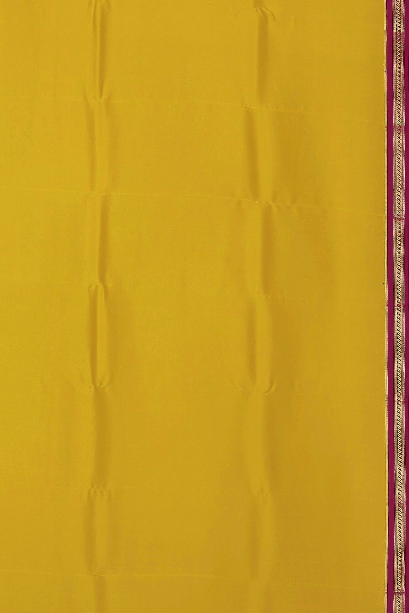 Pure Silk Pure Zari Yellow Mysore Crepe Saree
