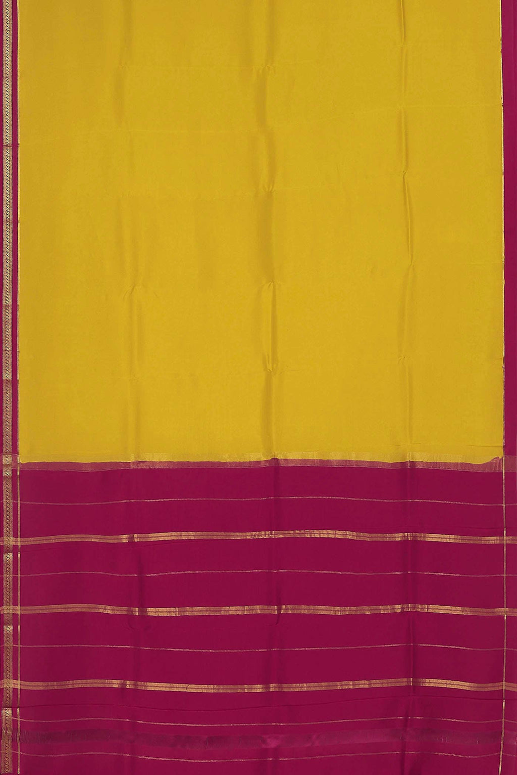 Pure Silk Pure Zari Yellow Mysore Crepe Saree