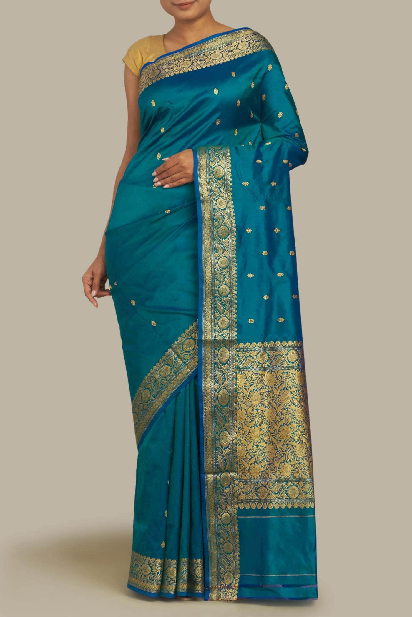 Blue Banarasi Katan Silk Saree